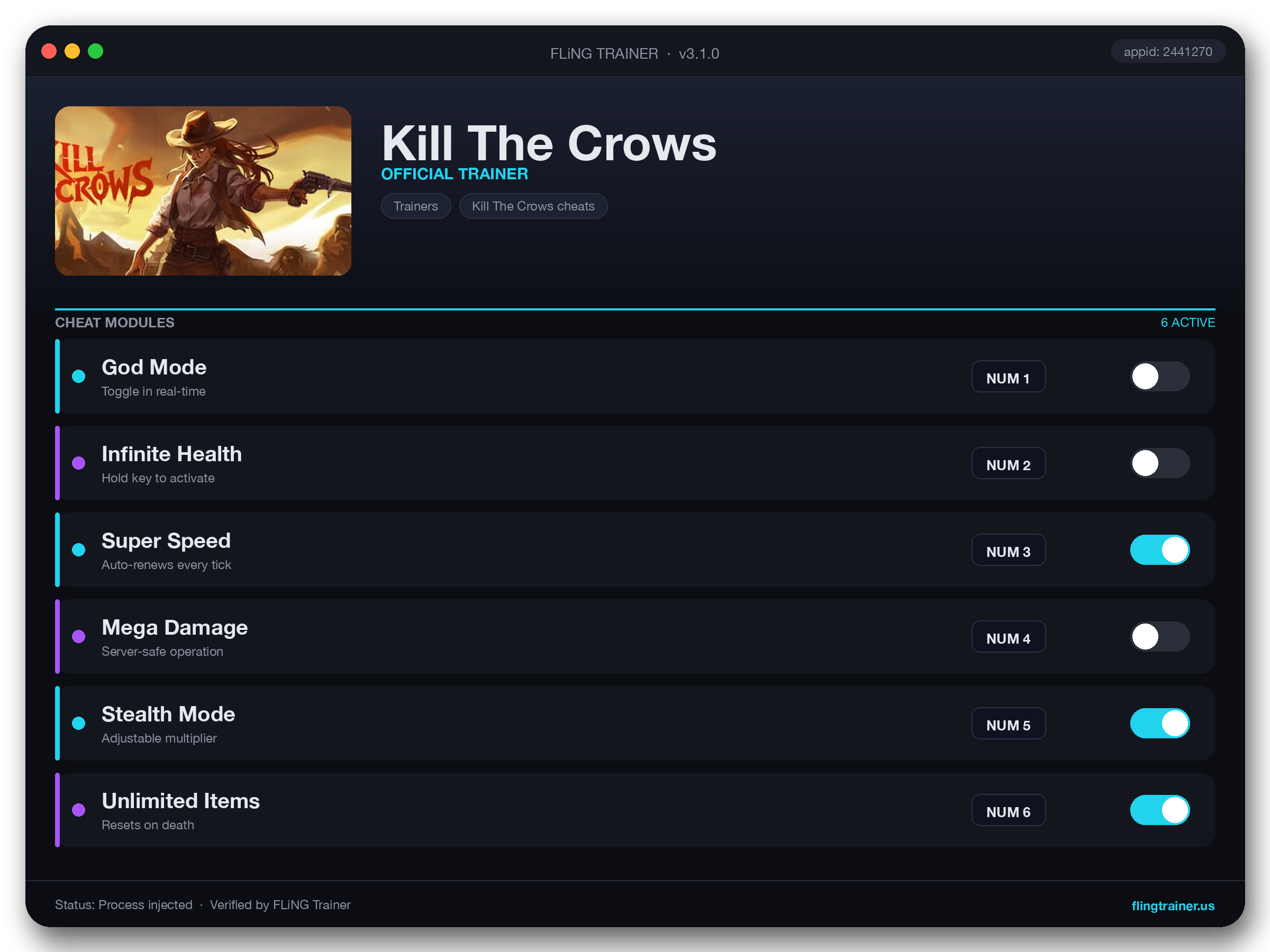 Kill The Crows Trainer interface