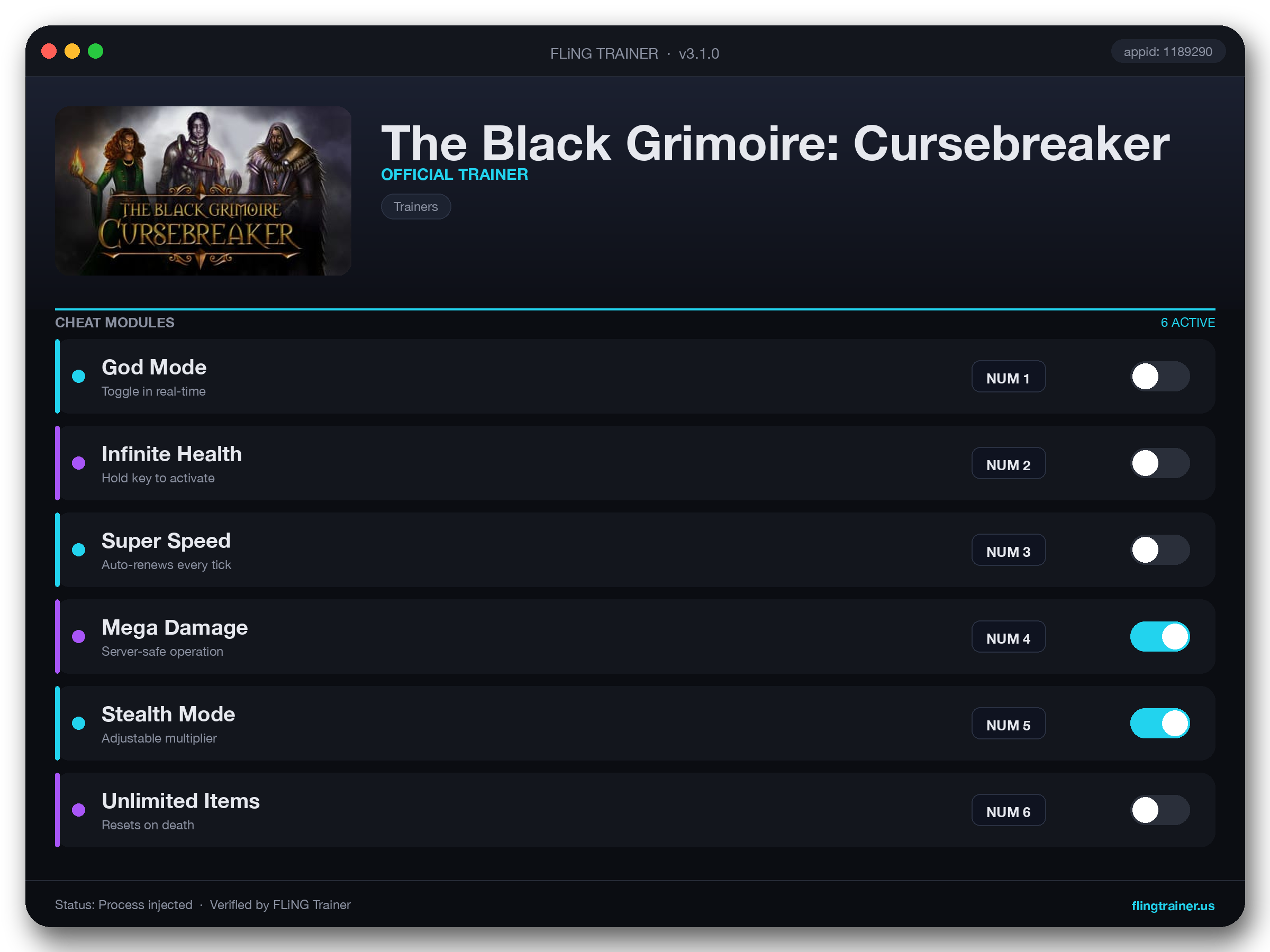 The Black Grimoire: Cursebreaker Trainer interface