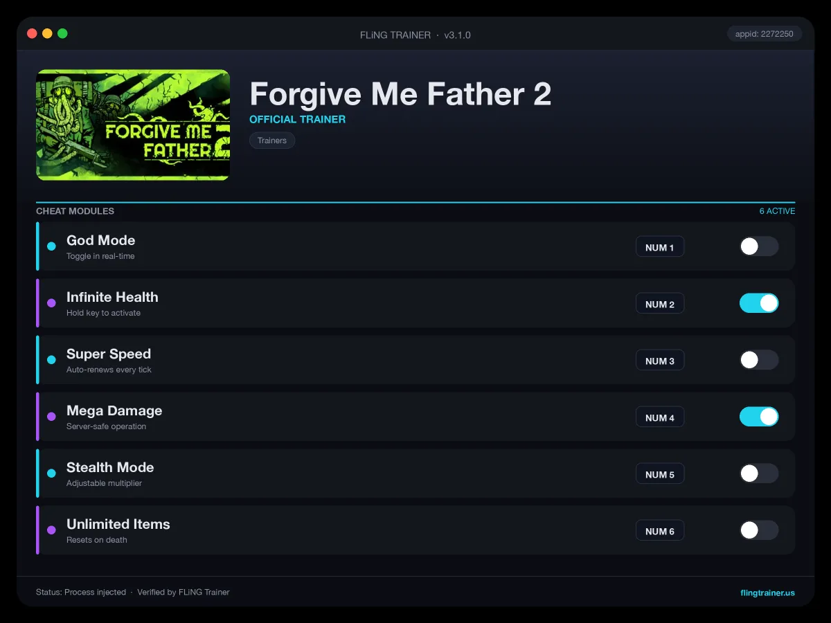 Forgive Me Father 2 Trainer interface