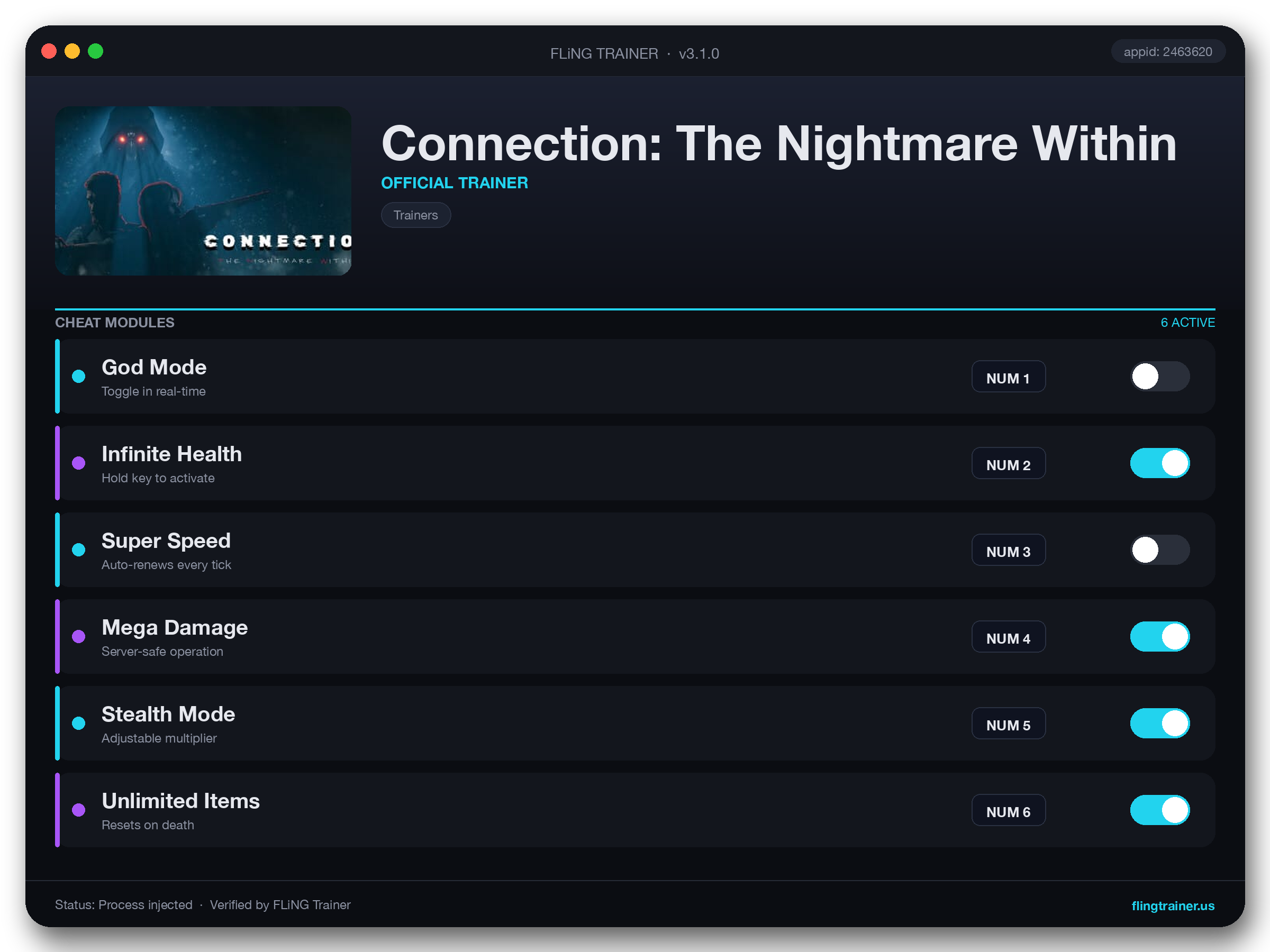 Connection: The Nightmare Within Trainer interface