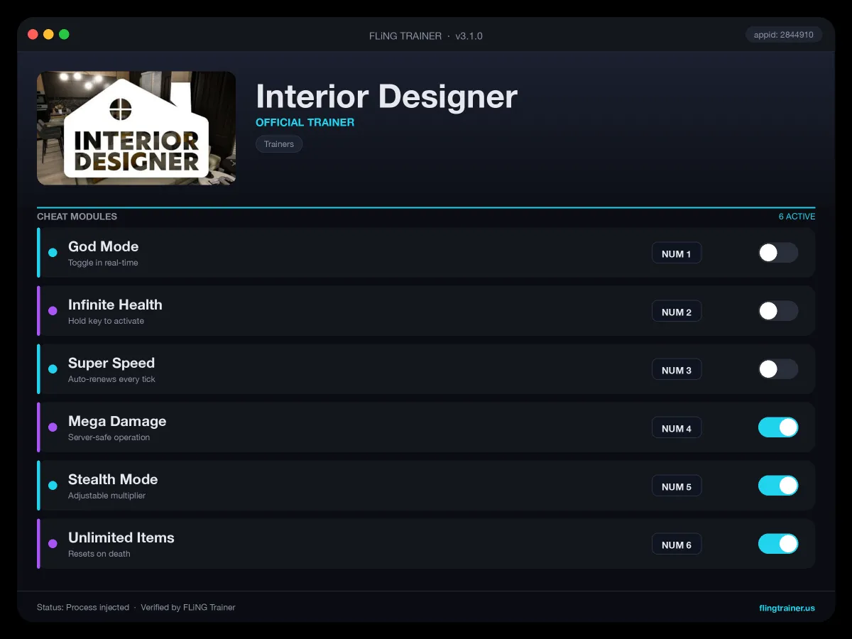 Interior Designer Trainer interface