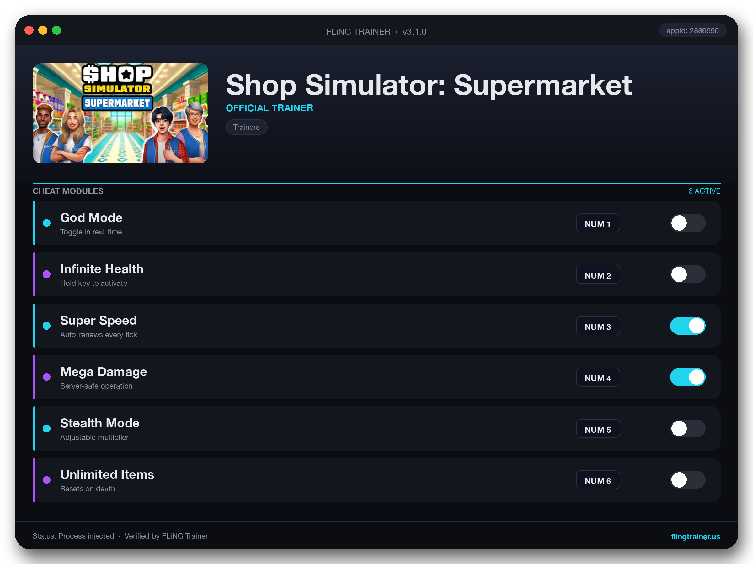 Shop Simulator: Supermarket Trainer interface