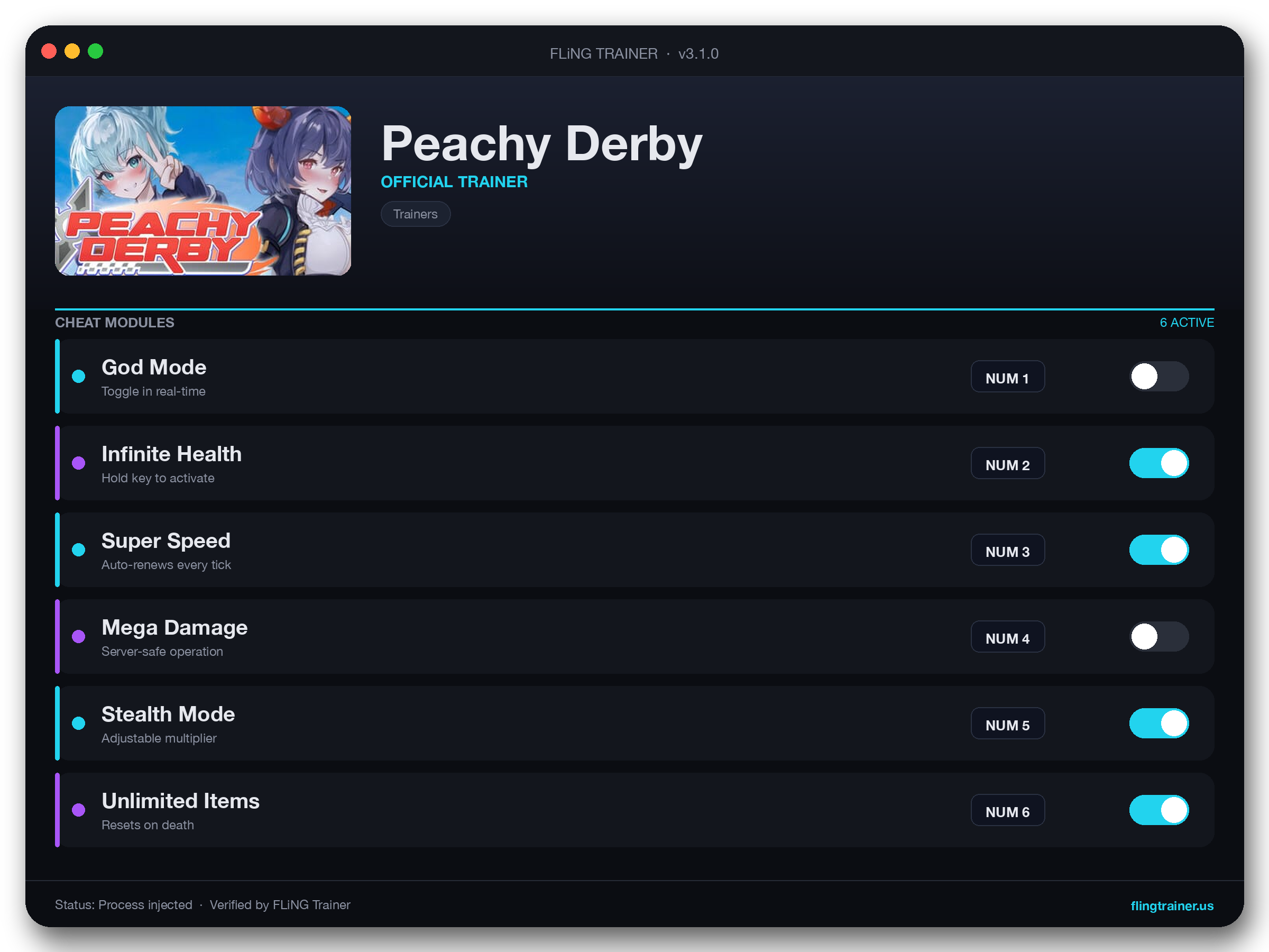 Peachy Derby Trainer interface