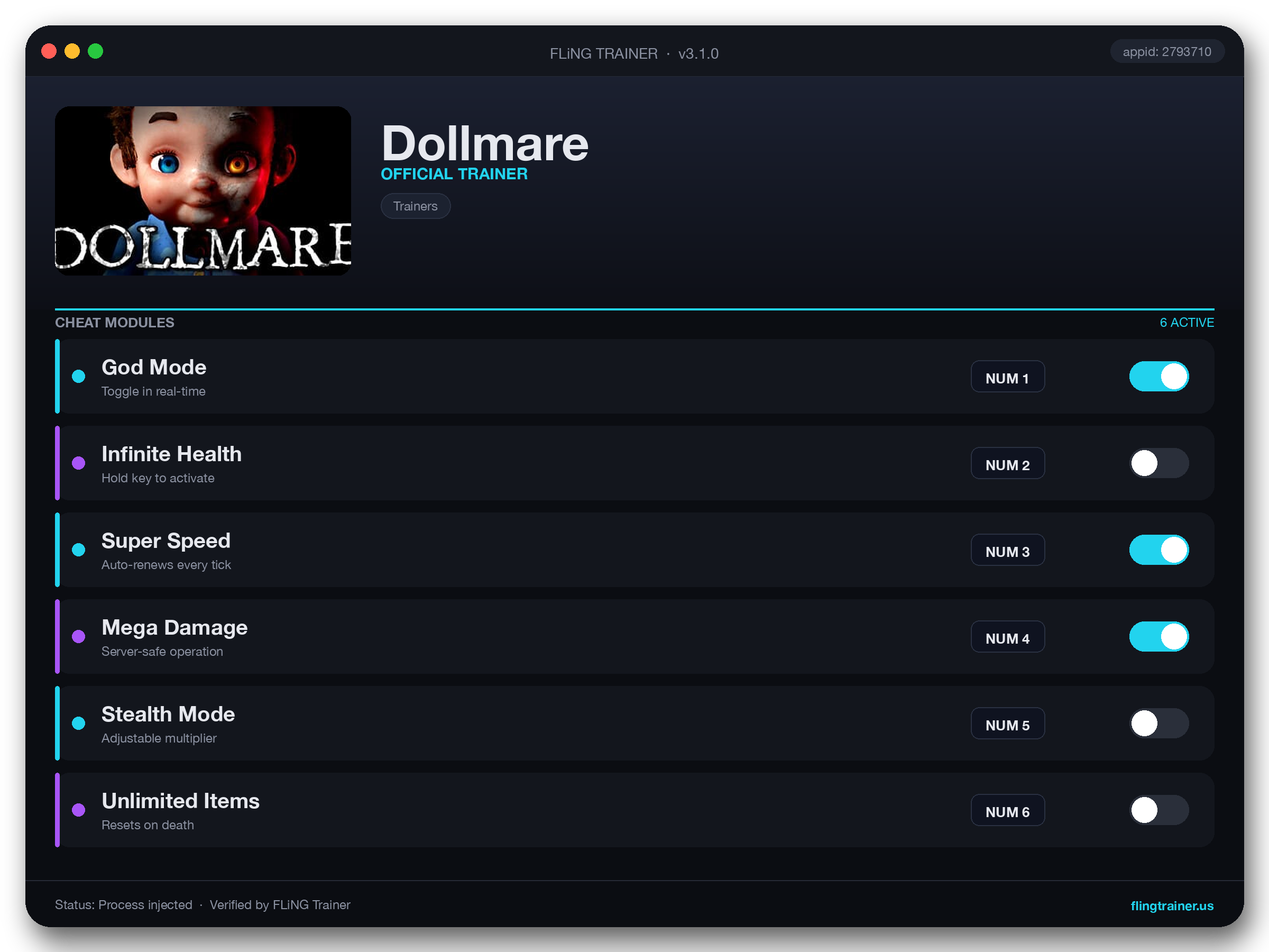Dollmare Trainer interface