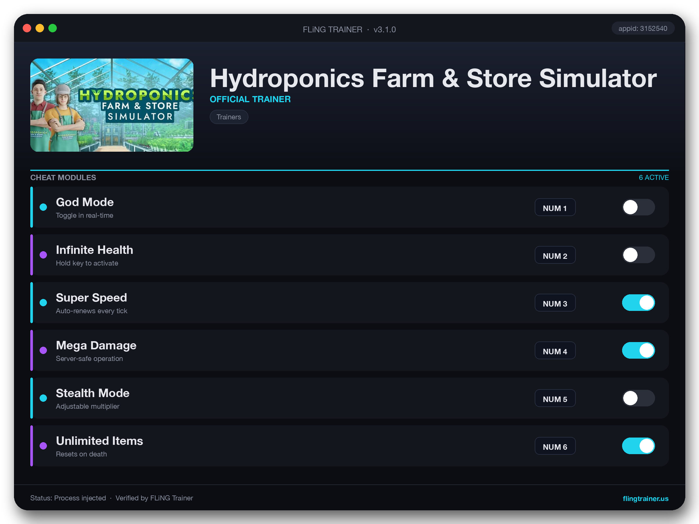 Hydroponics Farm & Store Simulator Trainer interface