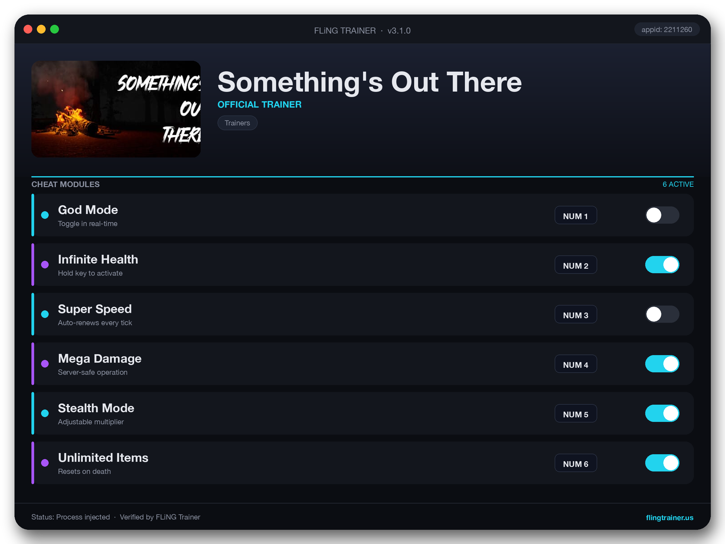 Something's Out There Trainer interface