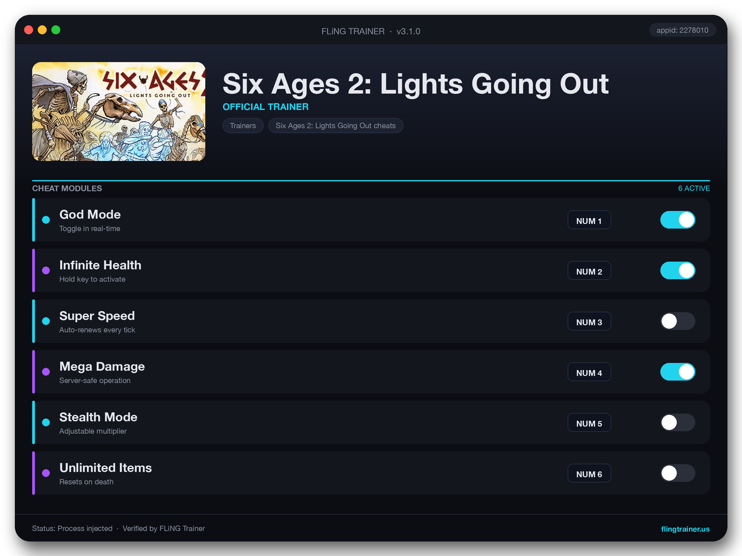 Six Ages 2: Lights Going Out Trainer interface