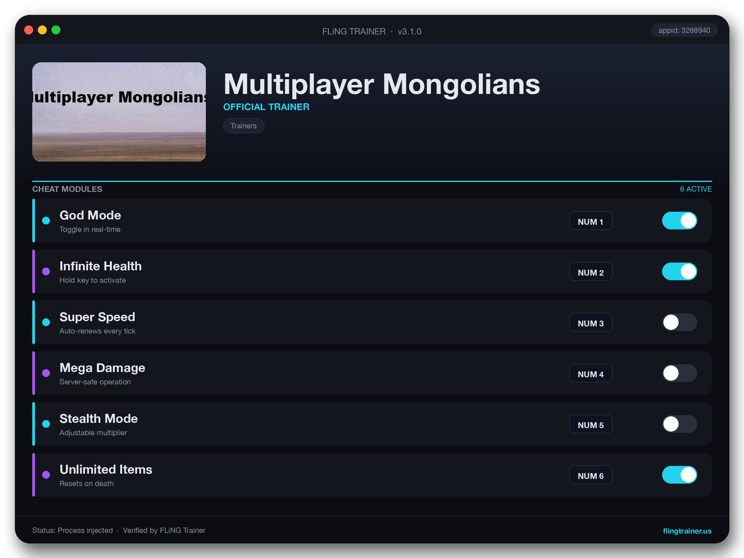 Multiplayer Mongolians Trainer interface