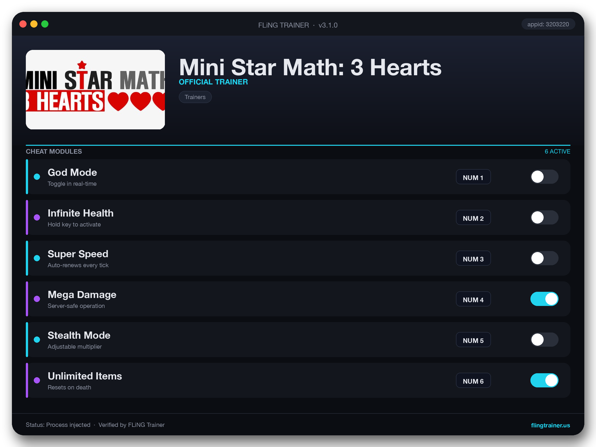 Mini Star Math: 3 Hearts Trainer interface