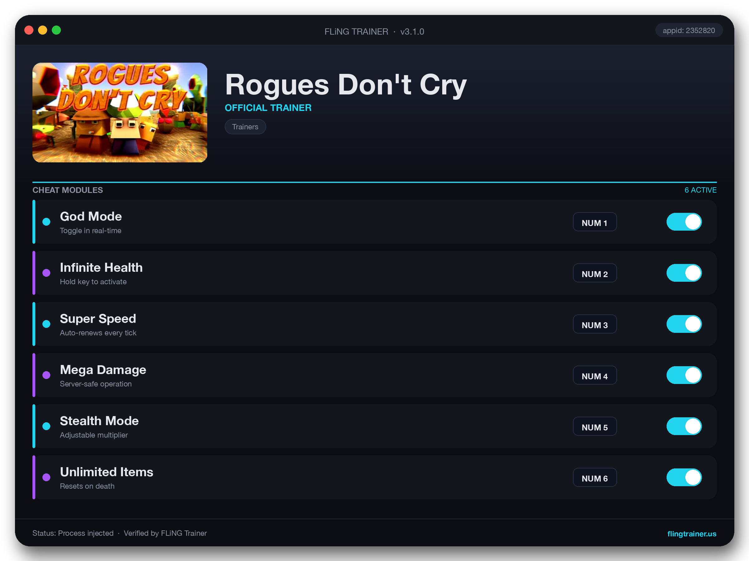 Rogues Don't Cry Trainer interface