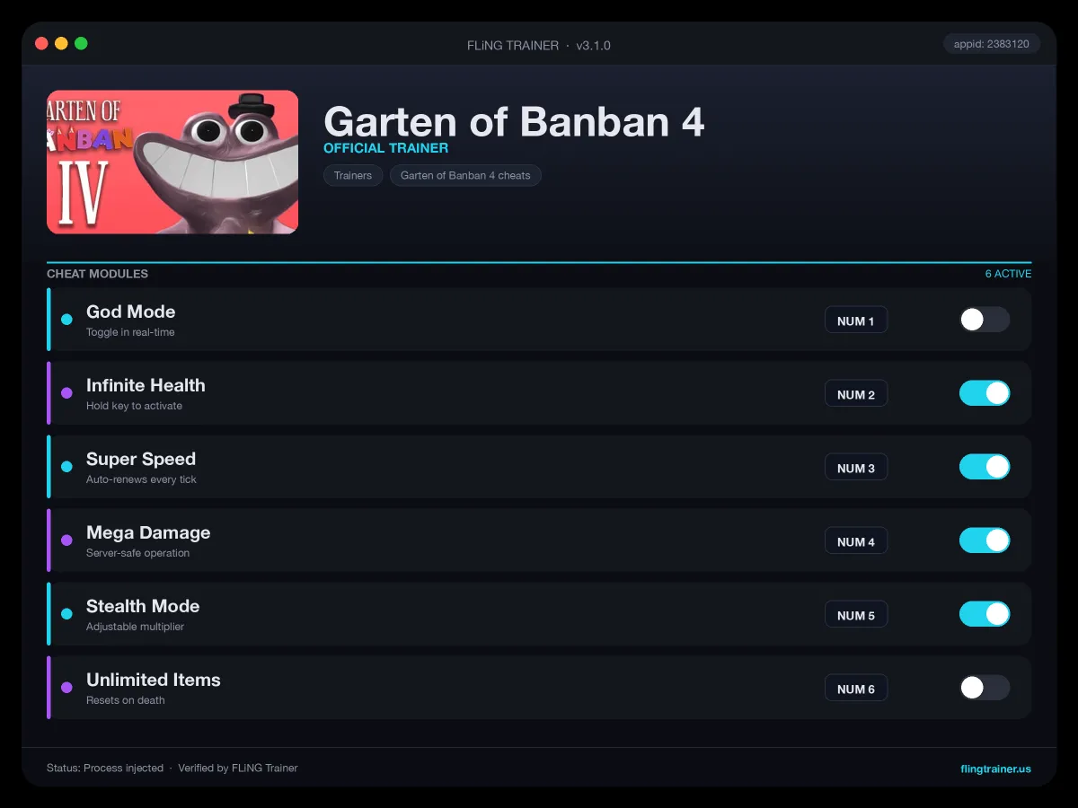 Garten of Banban 4 Trainer interface