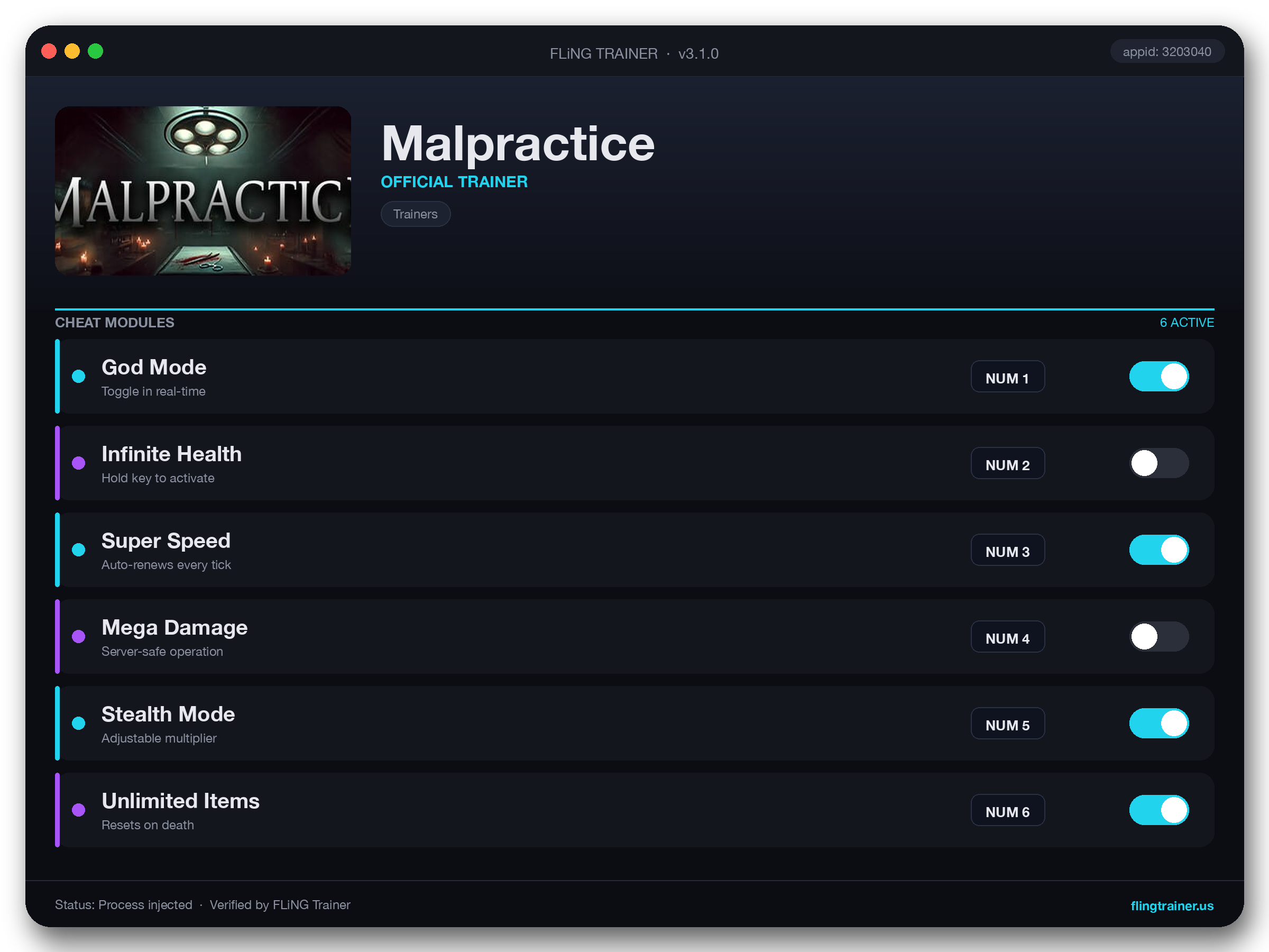 Malpractice Trainer interface