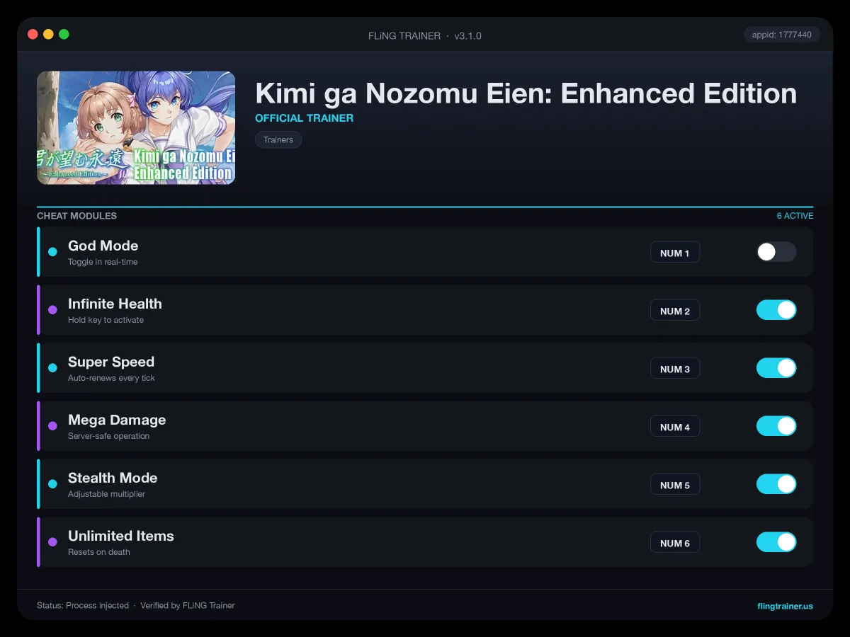 Kimi ga Nozomu Eien: Enhanced Edition Trainer interface