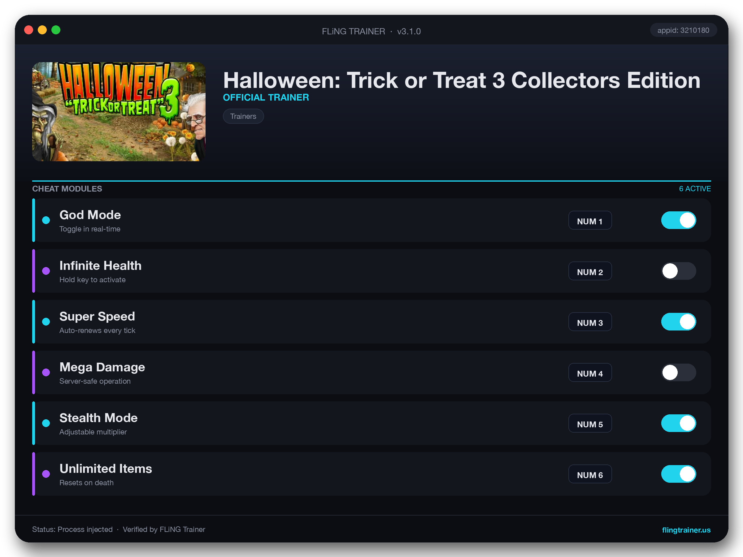 Halloween: Trick or Treat 3 Collectors Edition Trainer interface