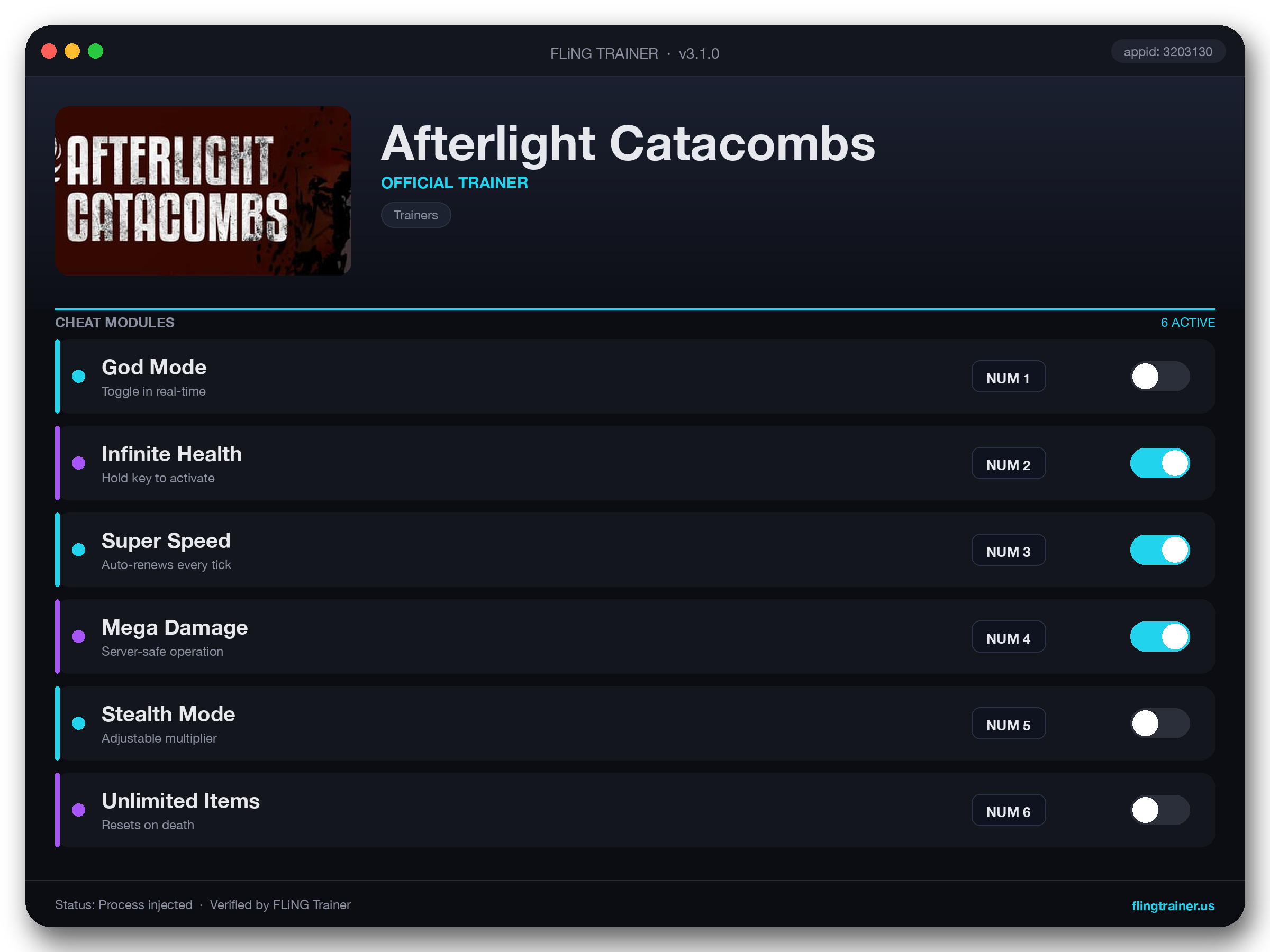 Afterlight Catacombs Trainer interface