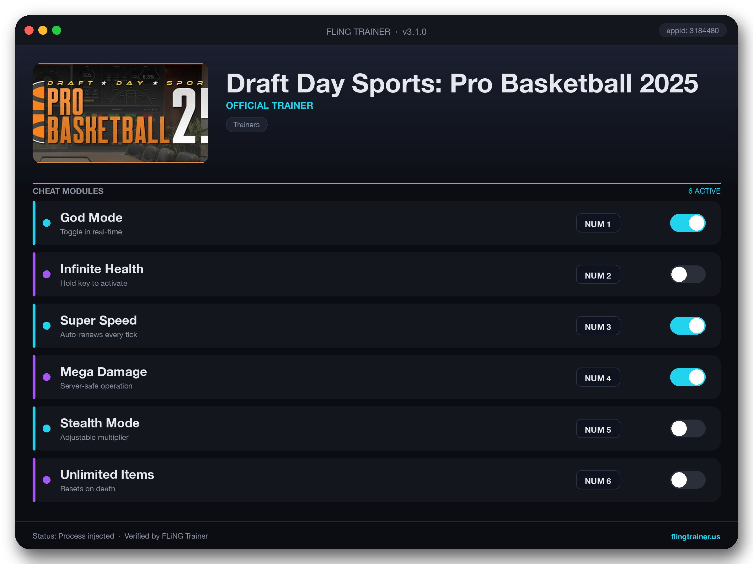 Draft Day Sports: Pro Basketball 2025 Trainer interface
