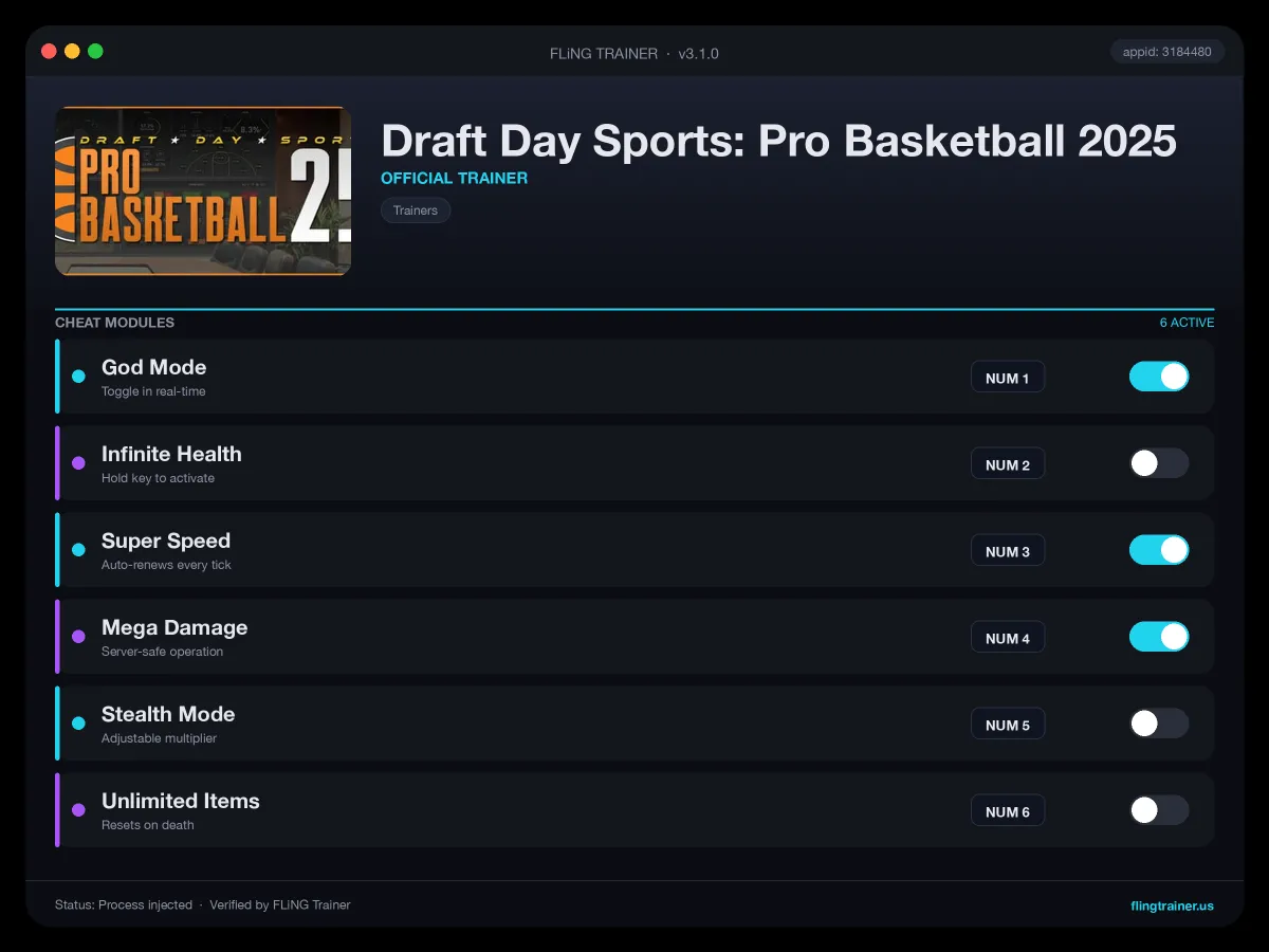 Draft Day Sports: Pro Basketball 2025 Trainer interface