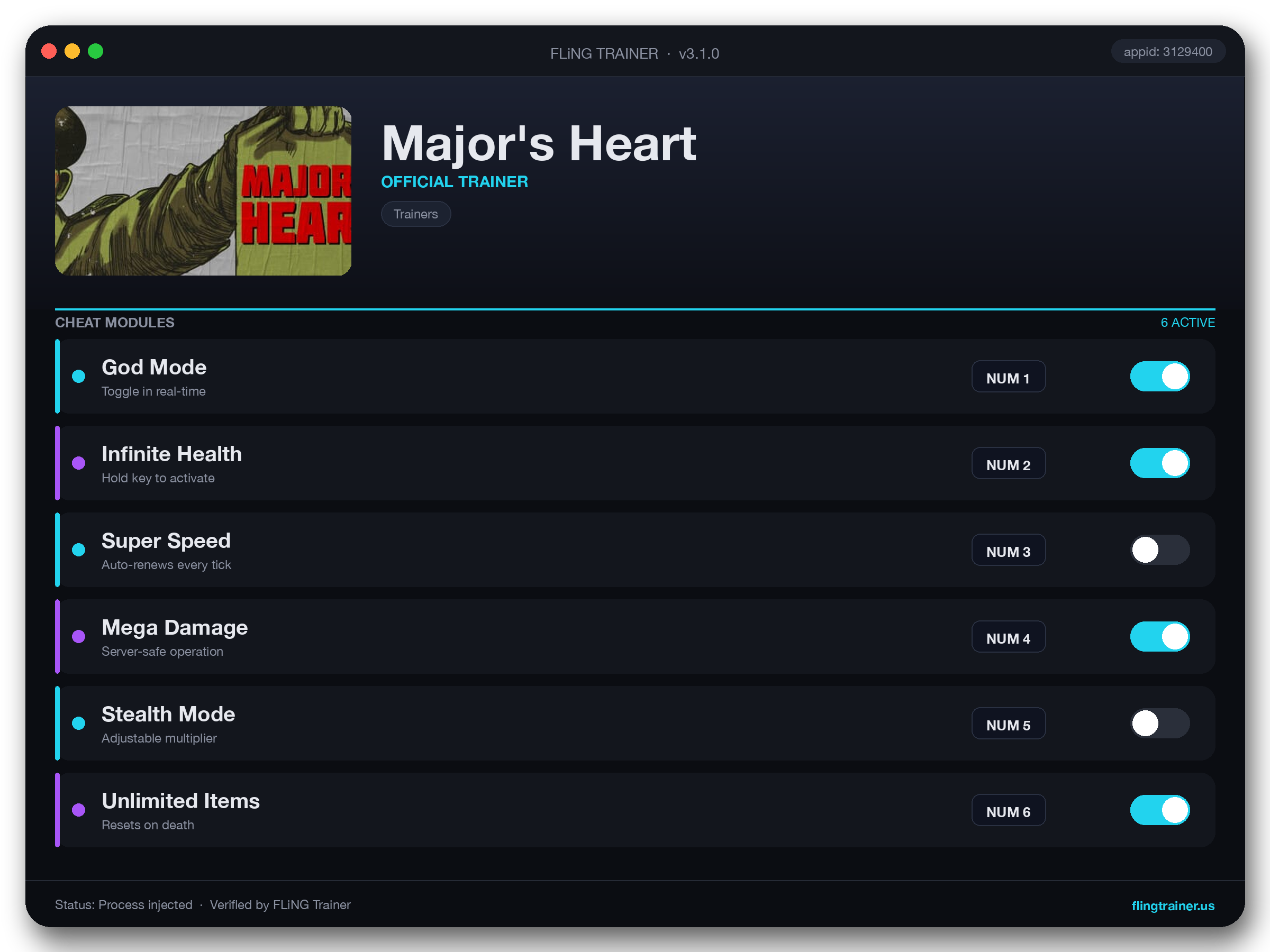 Major's Heart Trainer interface