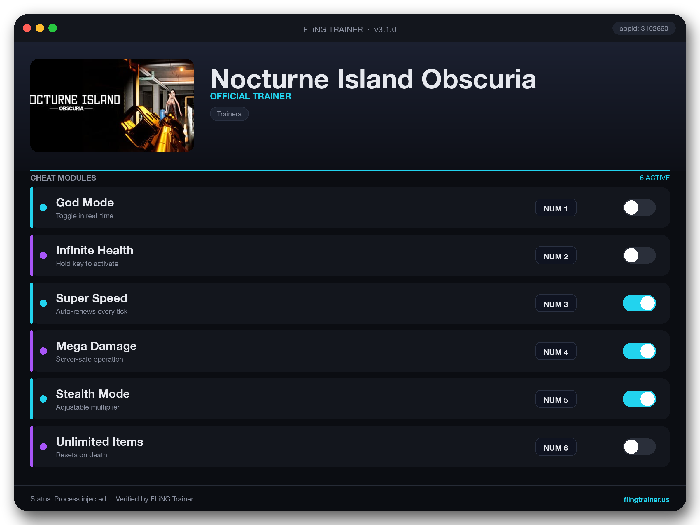 Nocturne Island Obscuria Trainer interface