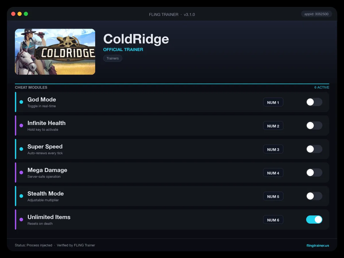 ColdRidge Trainer interface