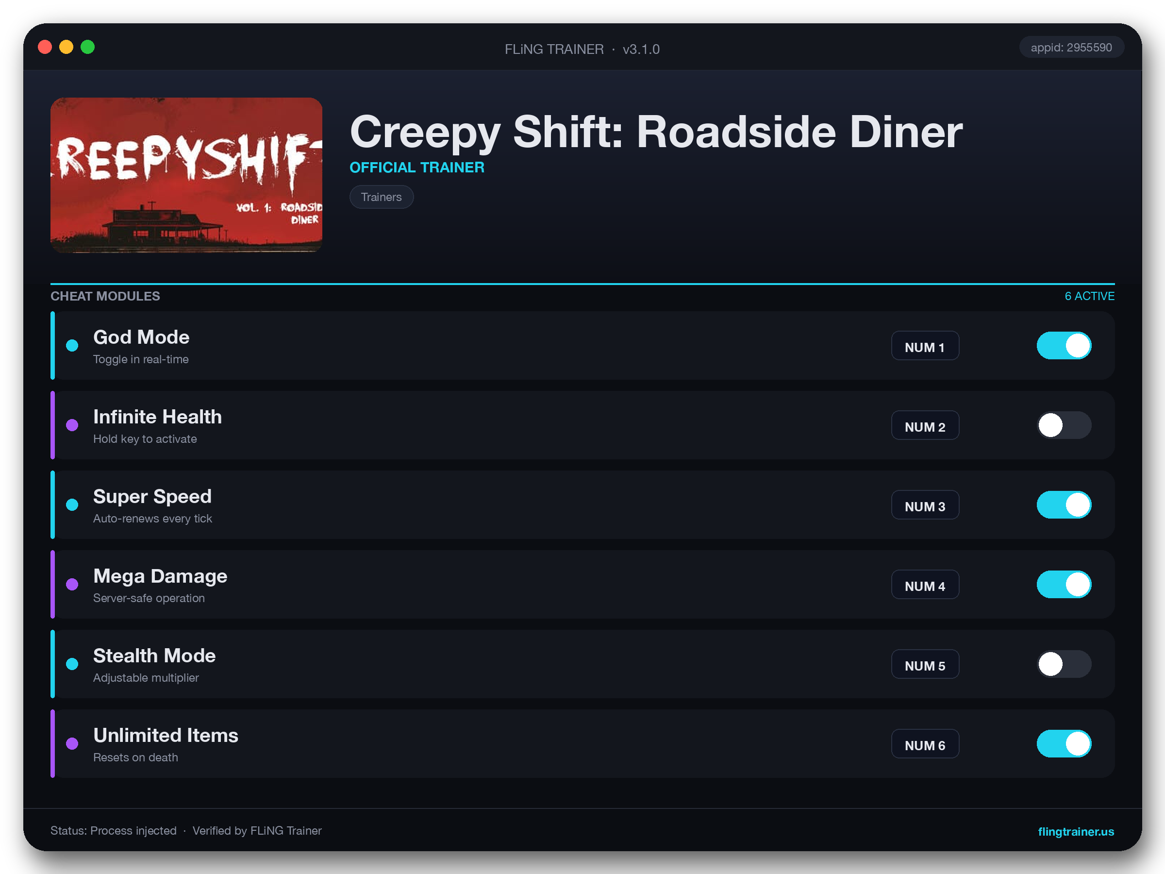 Creepy Shift: Roadside Diner Trainer interface