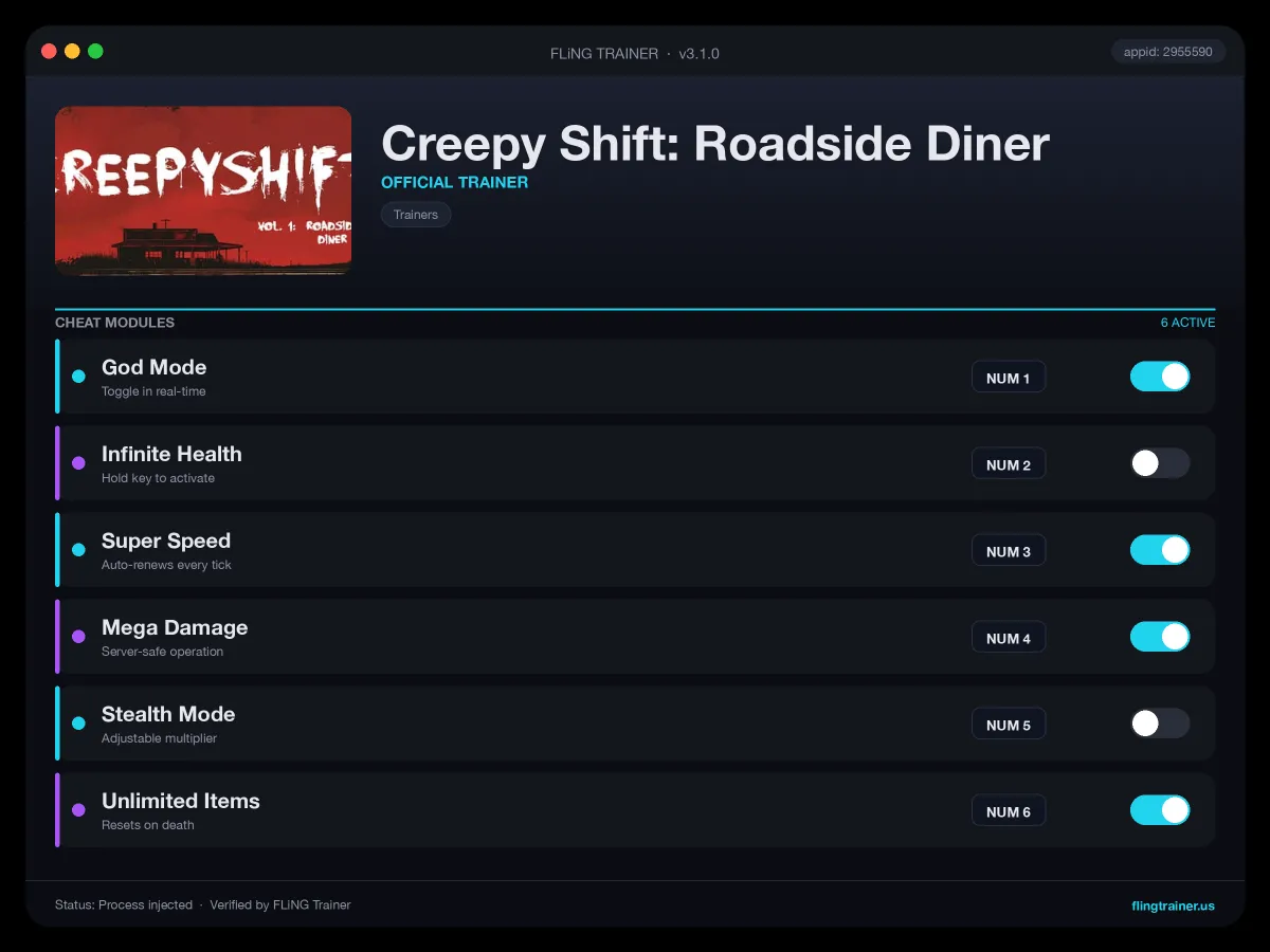Creepy Shift: Roadside Diner Trainer interface