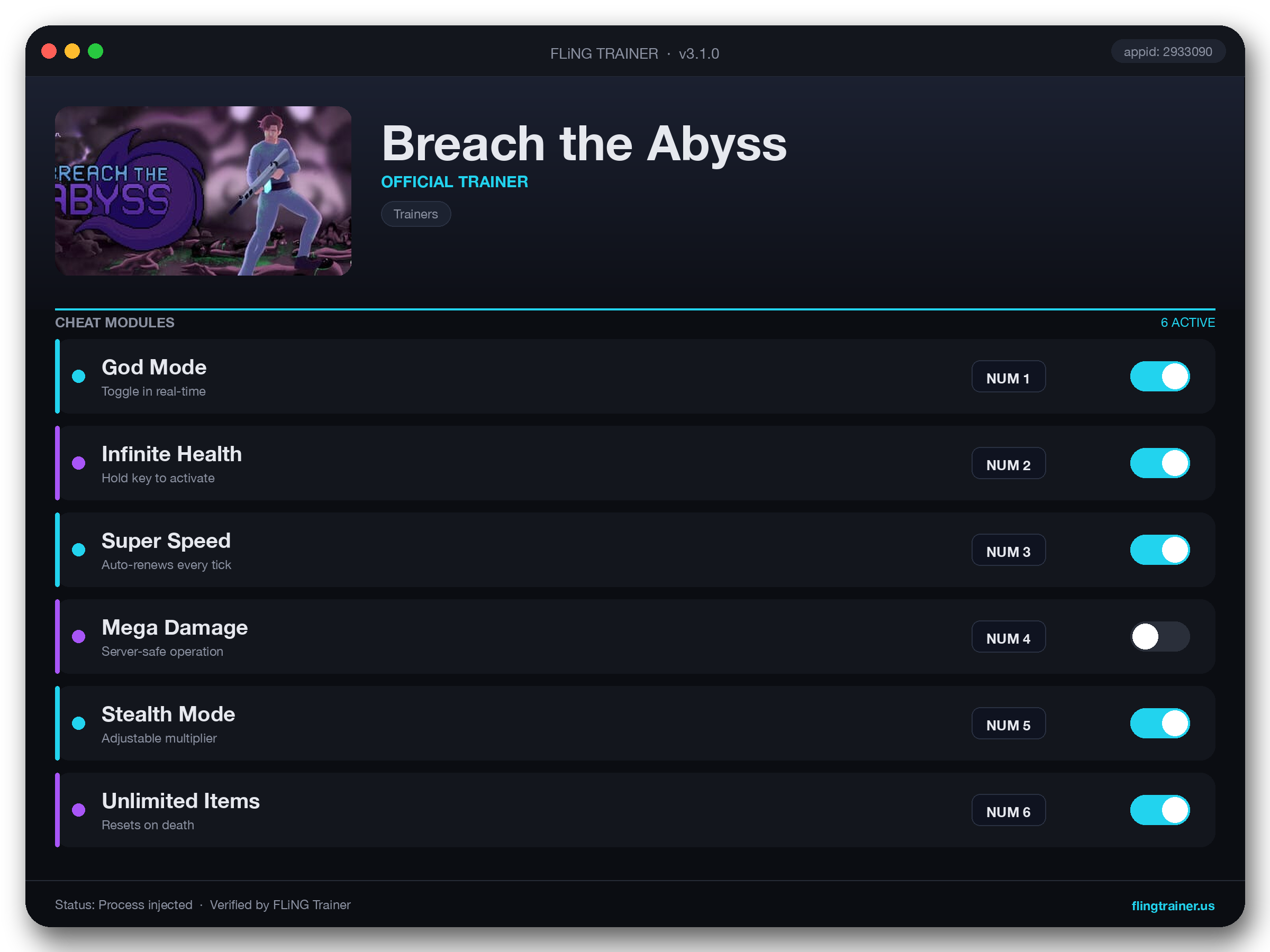 Breach the Abyss Trainer interface