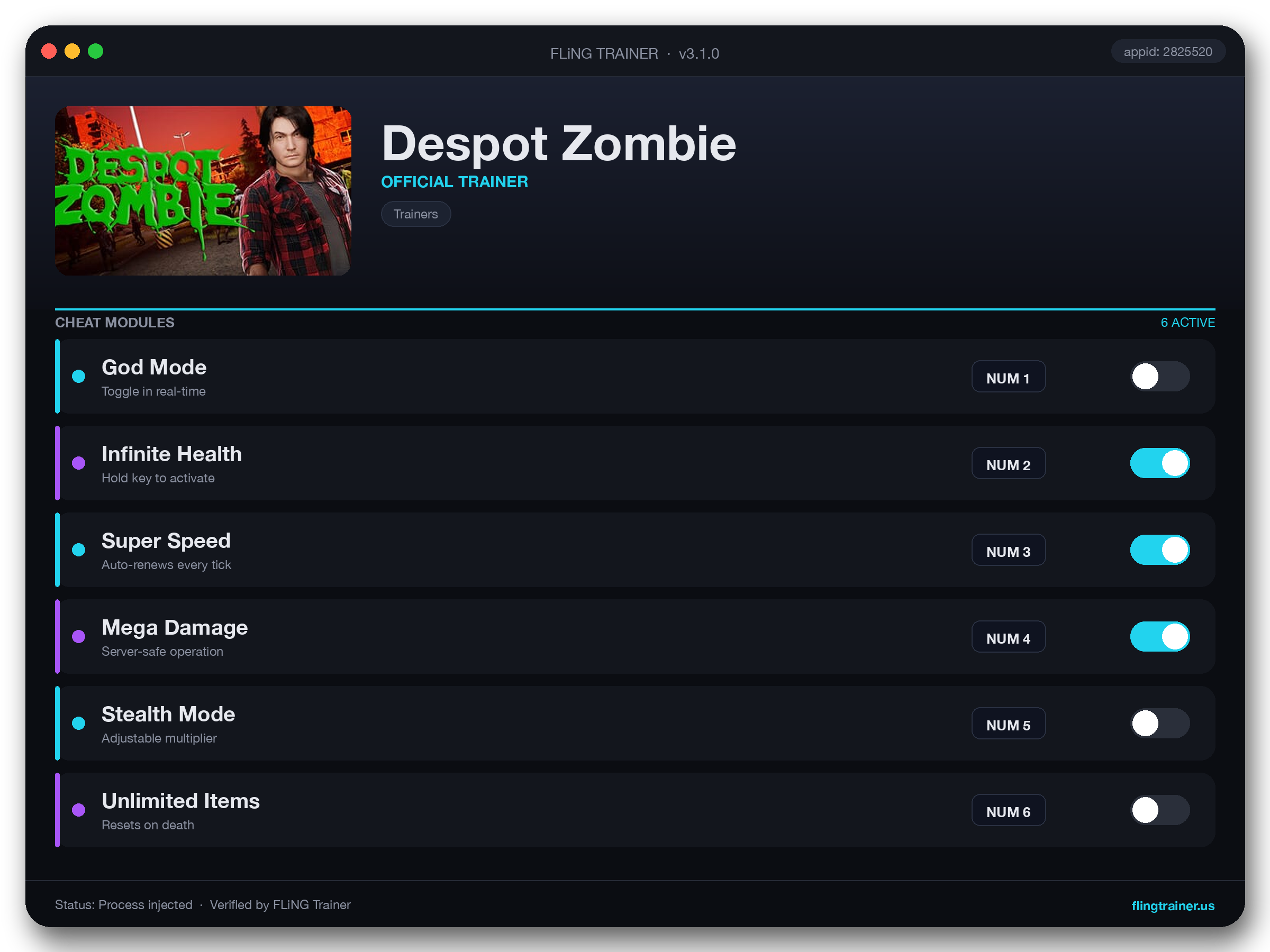 Despot Zombie Trainer interface