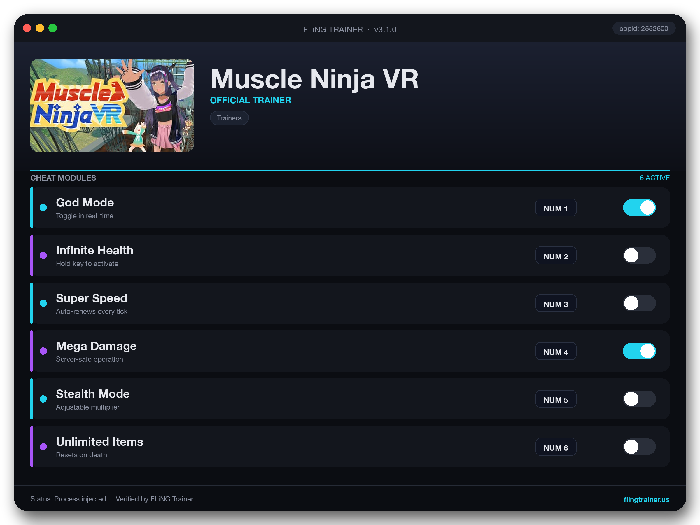 Muscle Ninja VR Trainer interface