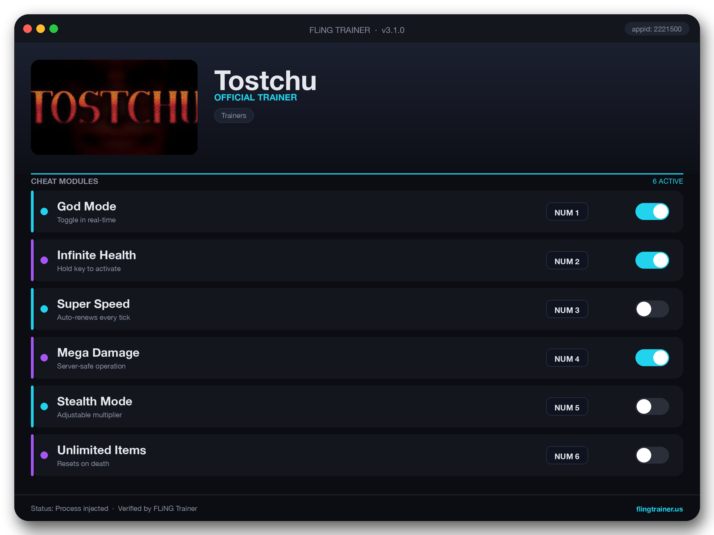Tostchu Trainer interface