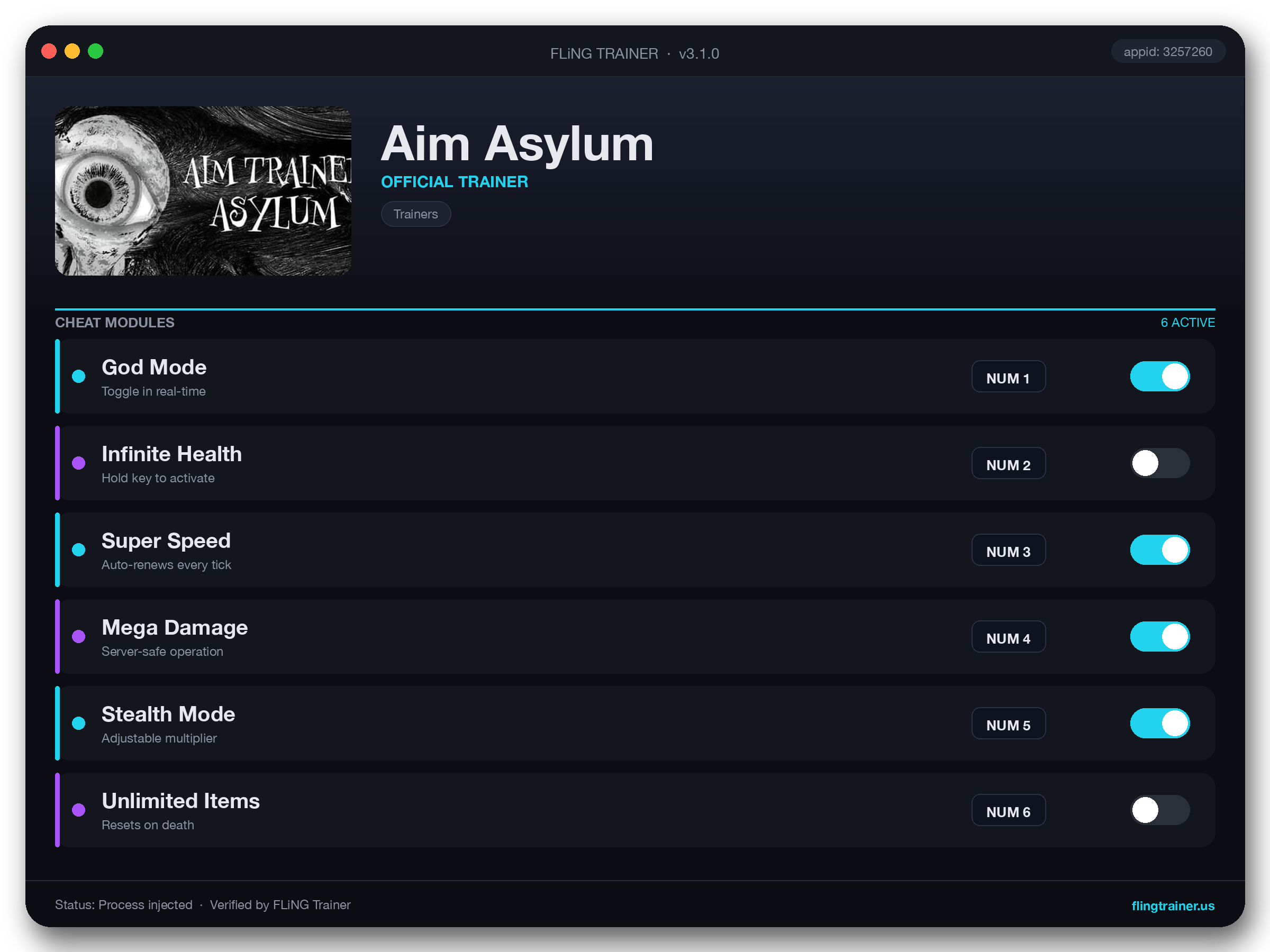 Aim Trainer Asylum Trainer interface