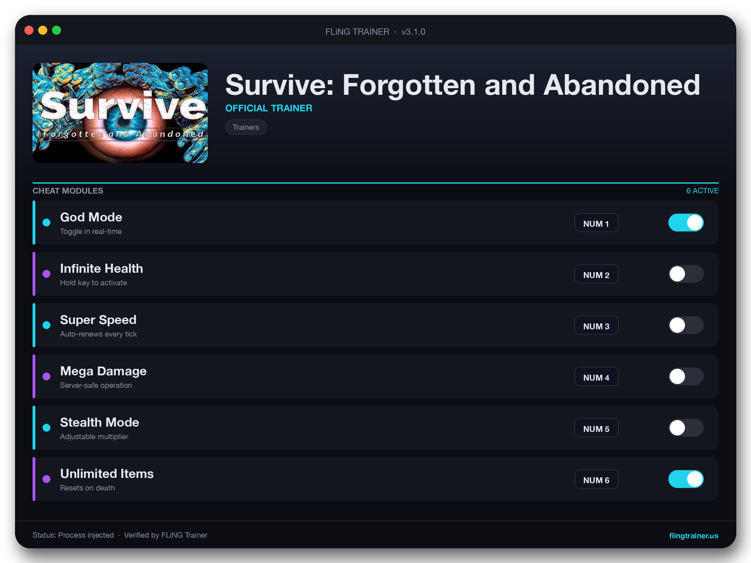 Survive: Forgotten and Abandoned Trainer interface