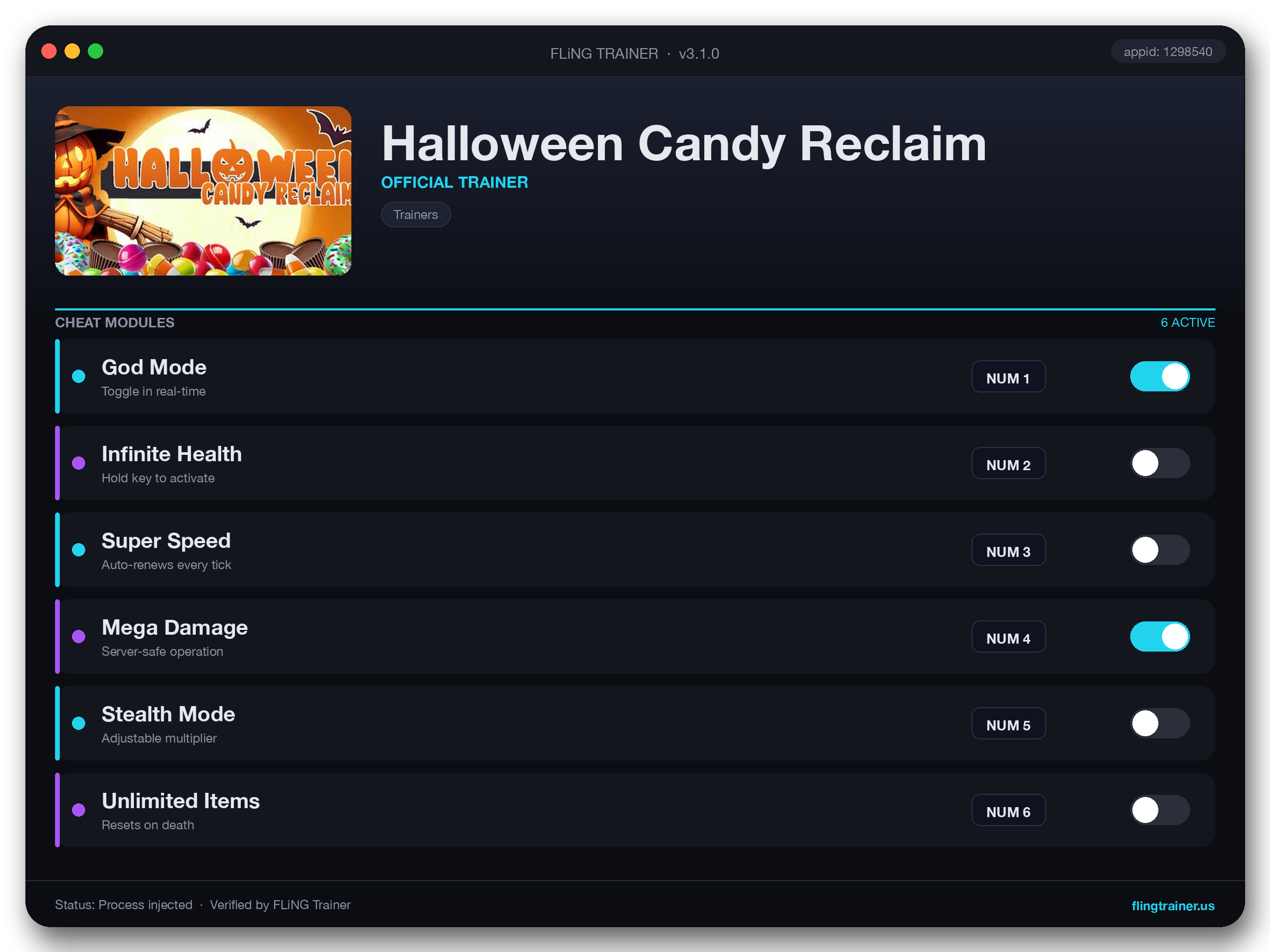 Halloween Candy Reclaim Trainer interface