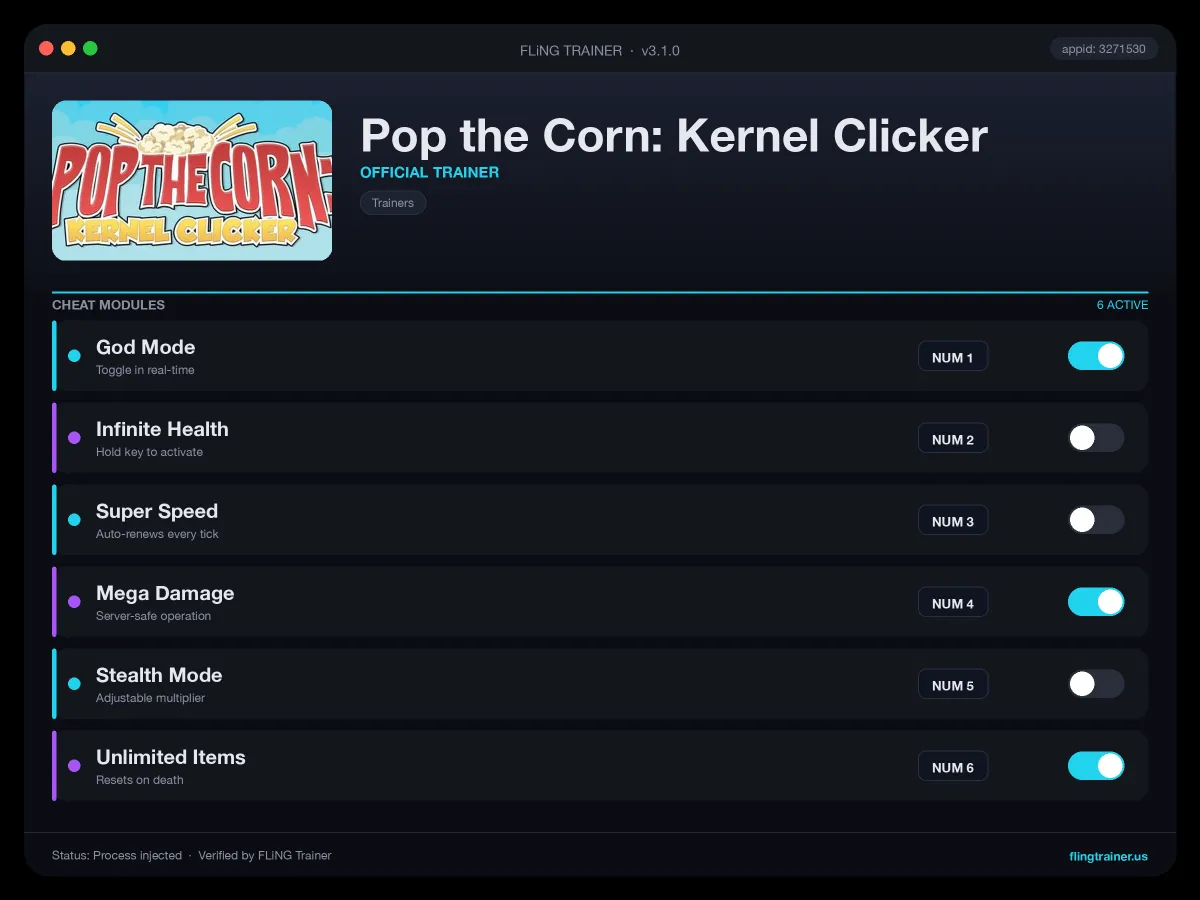 Pop the Corn: Kernel Clicker Trainer interface