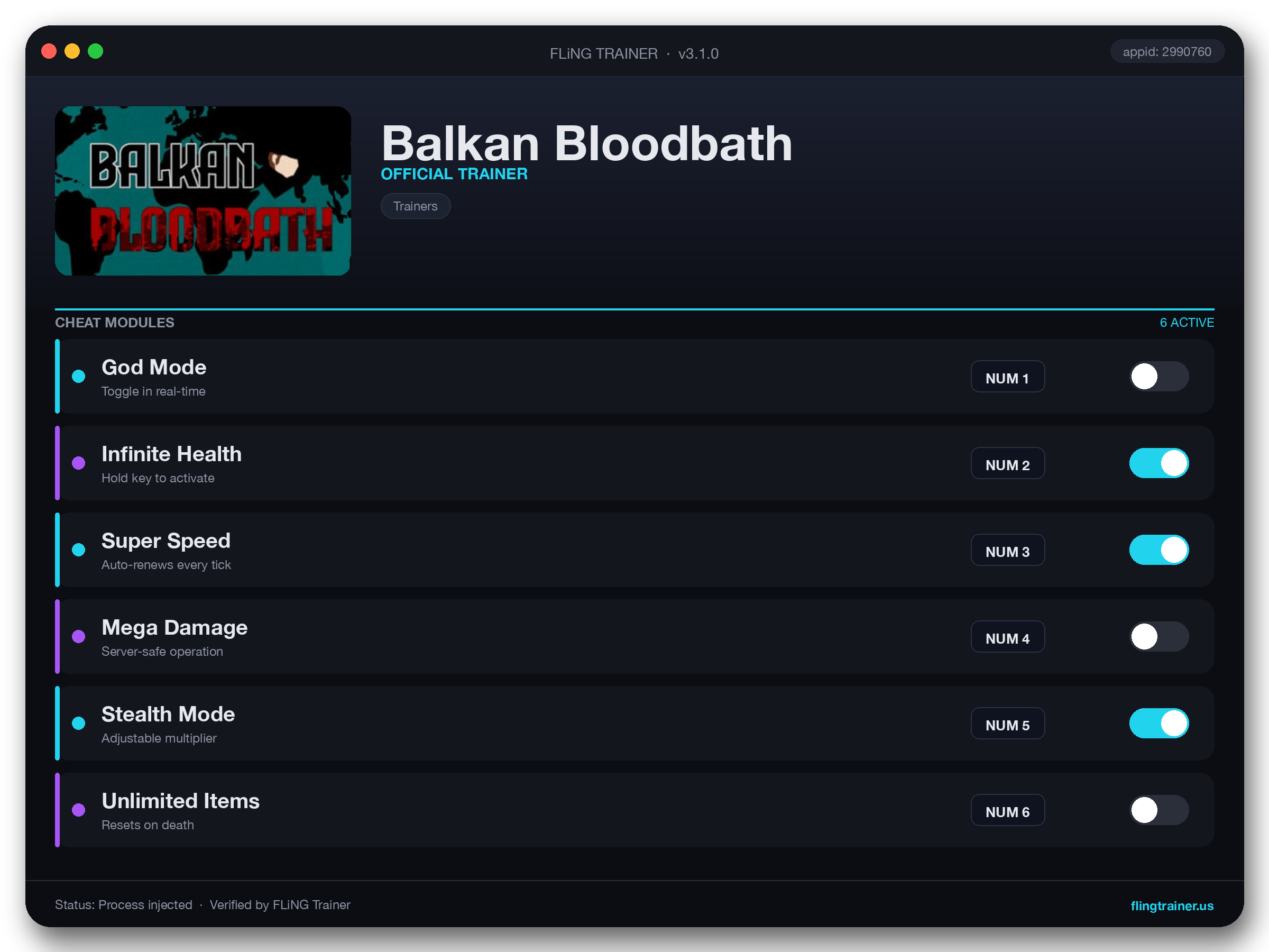 Balkan Bloodbath Trainer interface