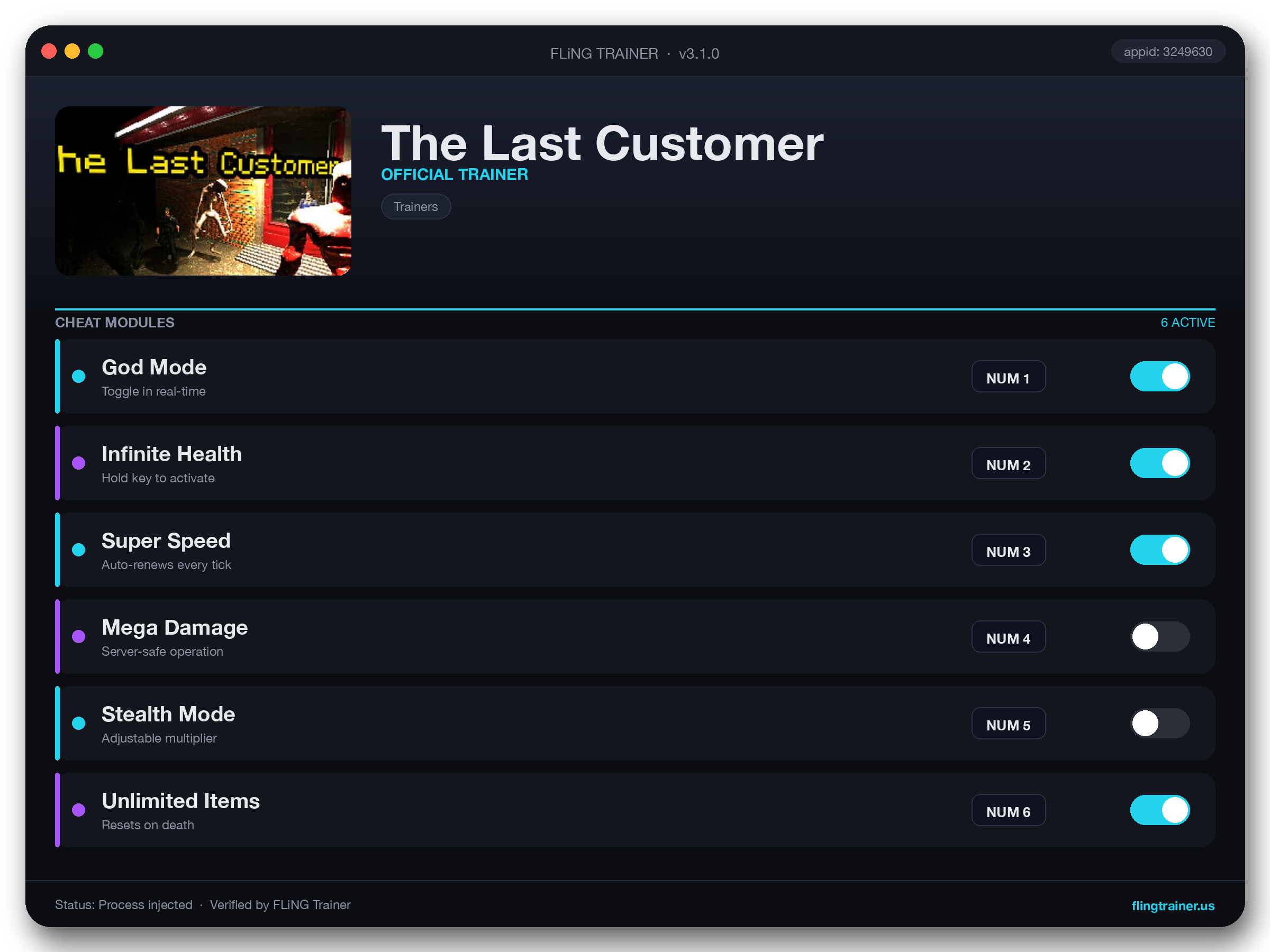 The Last Customer Trainer interface