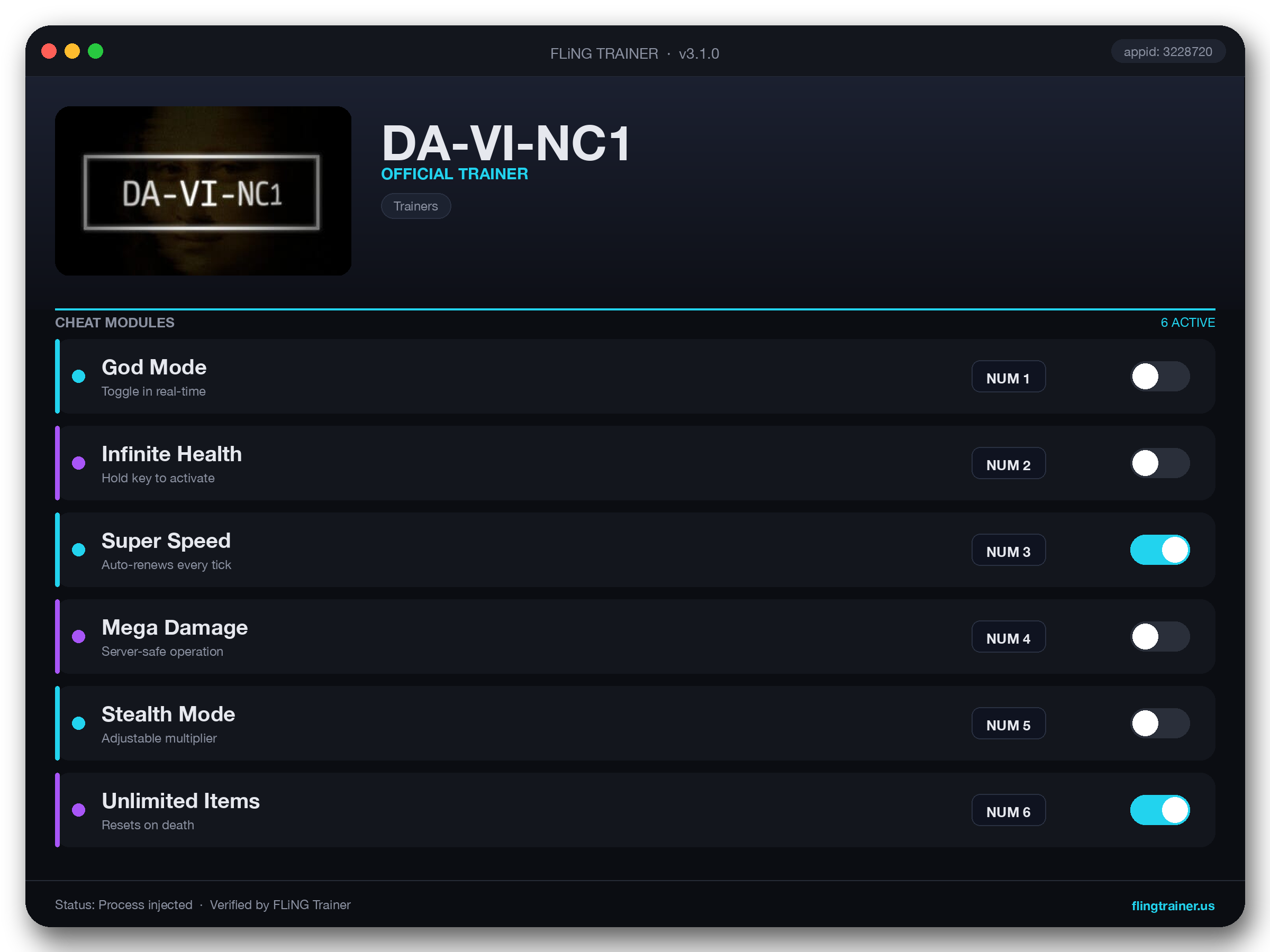 DA-VI-NC1 Trainer interface