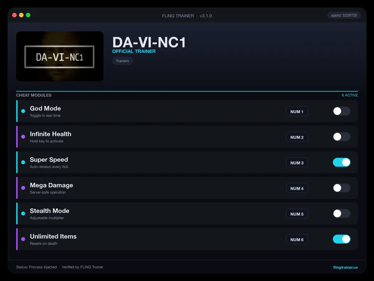 DA-VI-NC1 Trainer interface
