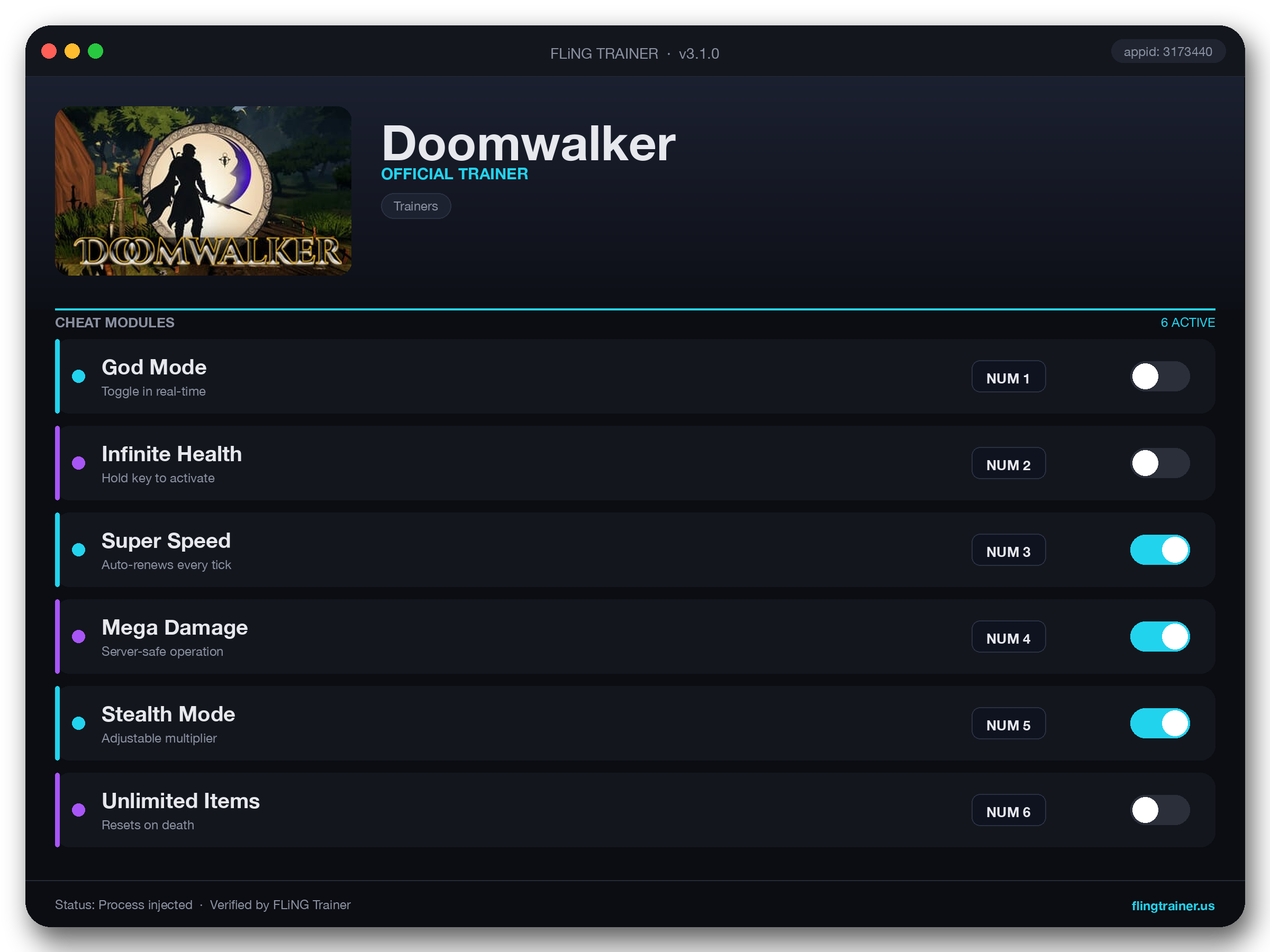Doomwalker Trainer interface