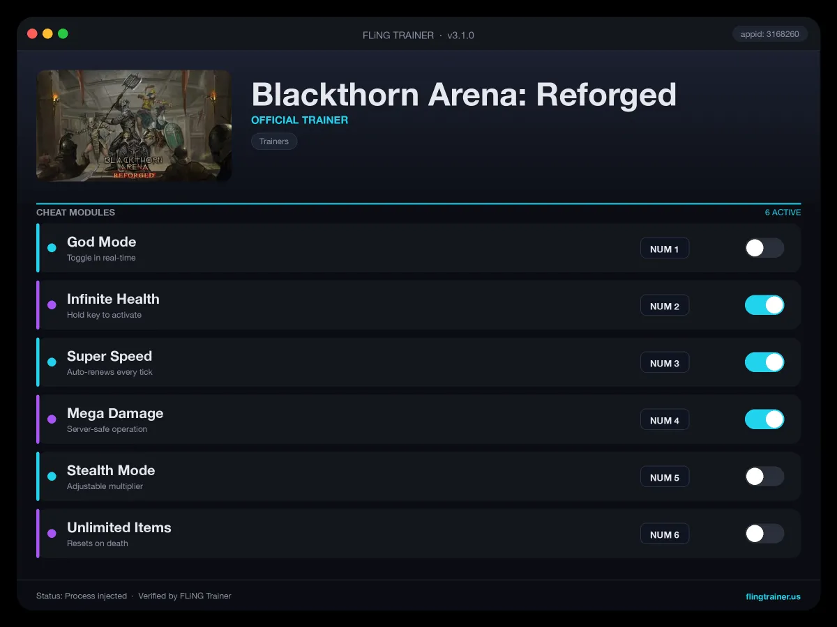Blackthorn Arena: Reforged Trainer interface