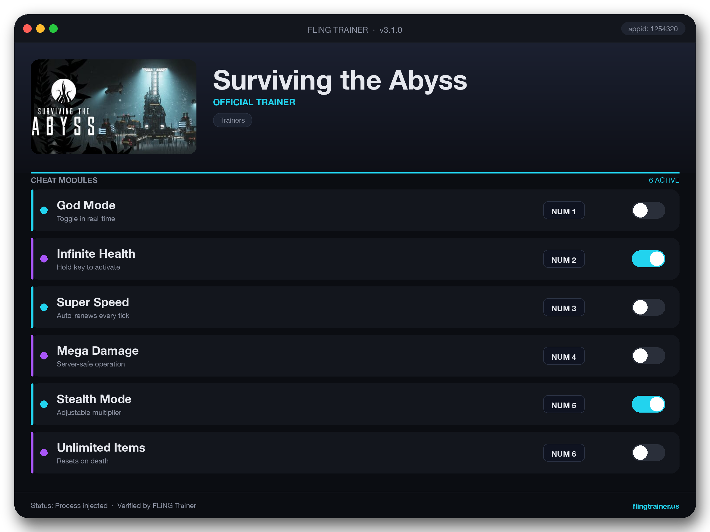Surviving the Abyss Trainer interface