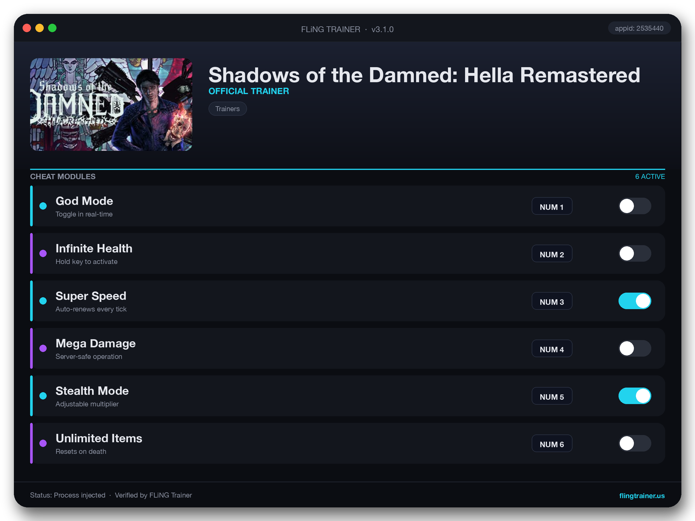 Shadows of the Damned: Hella Remastered Trainer interface