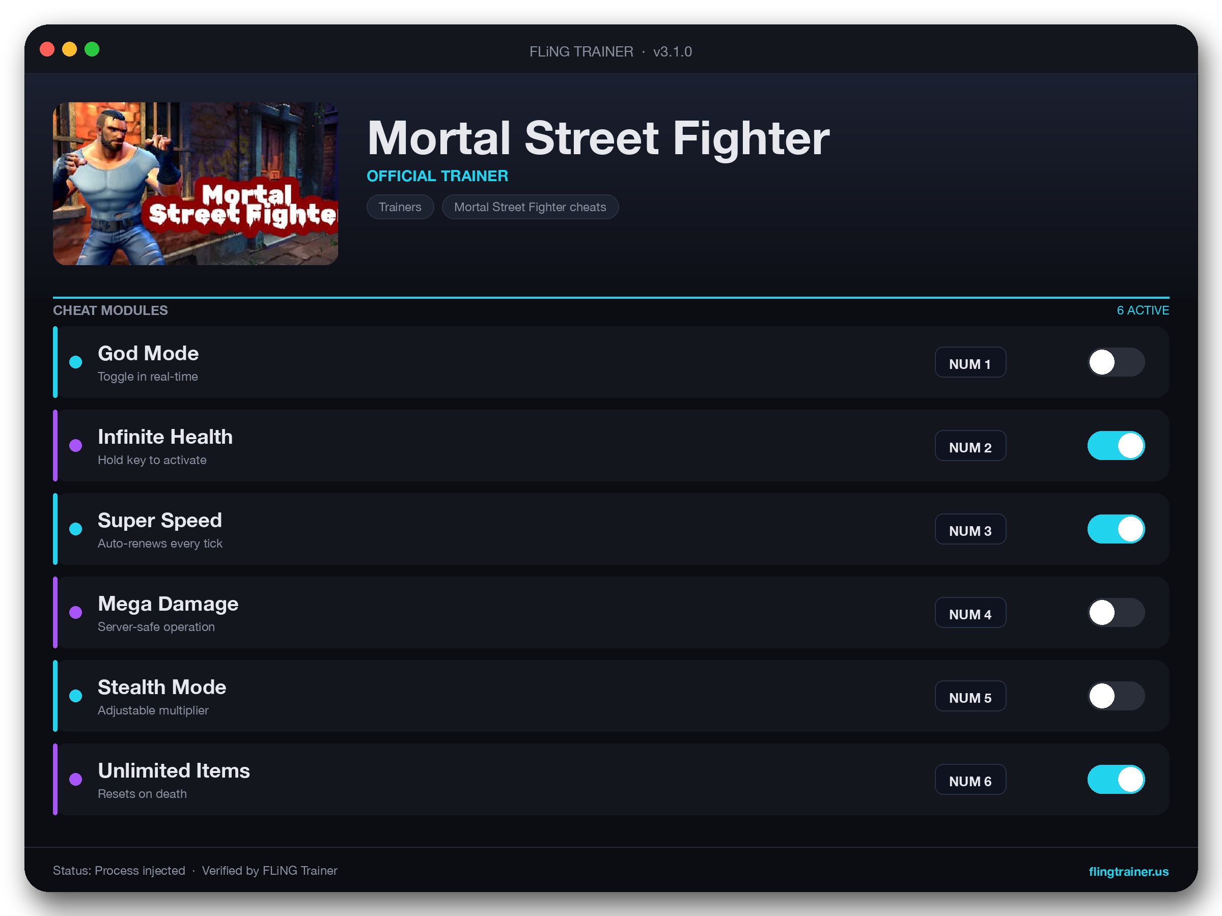 Mortal Street Fighter Trainer interface