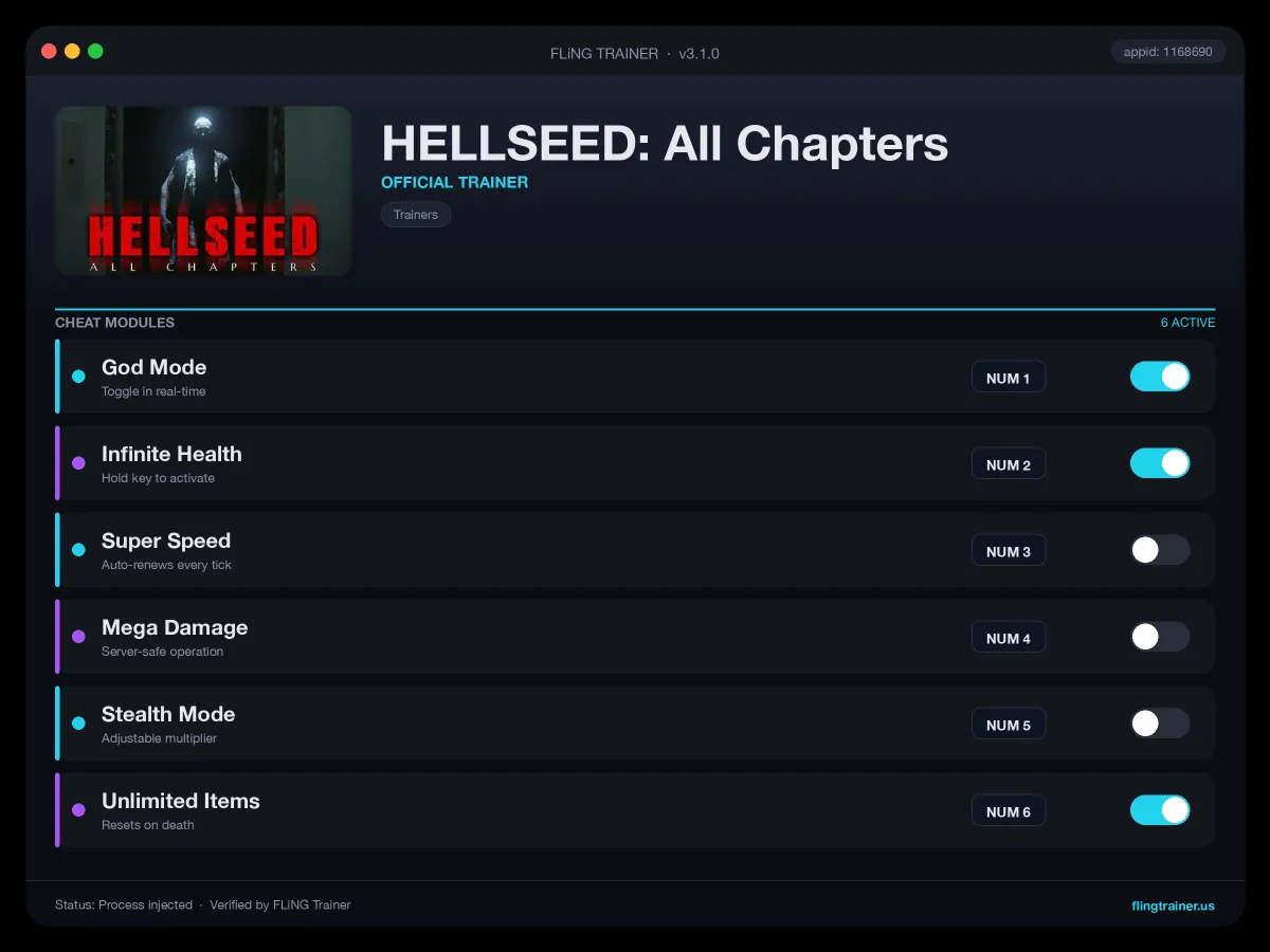 HELLSEED: All Chapters Trainer interface