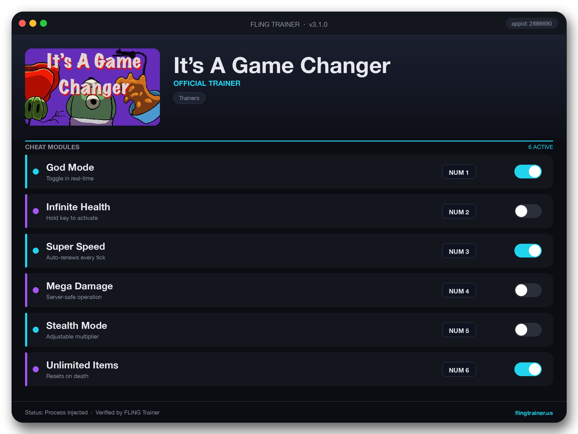 It’s A Game Changer Trainer interface