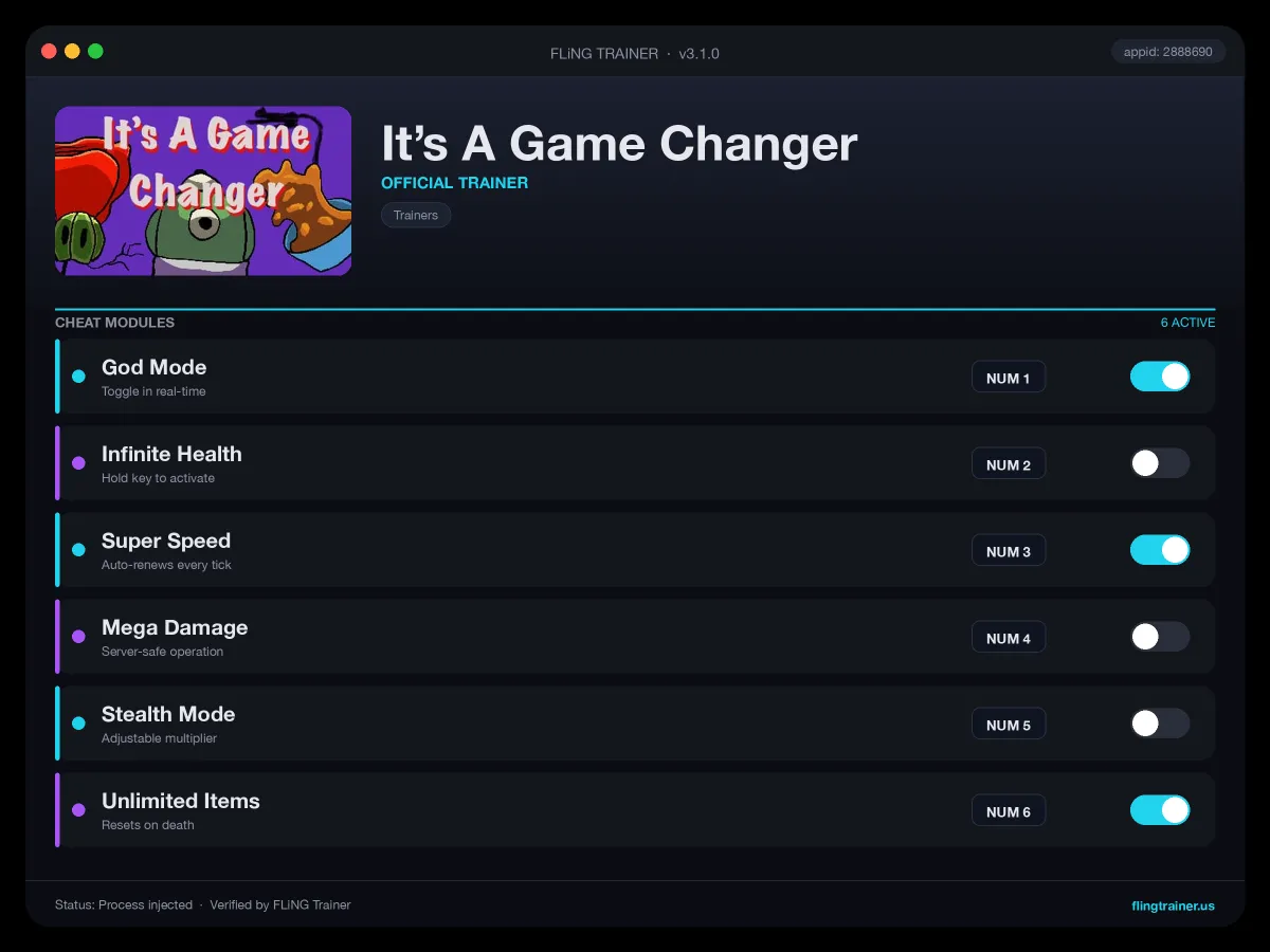 It’s A Game Changer Trainer interface