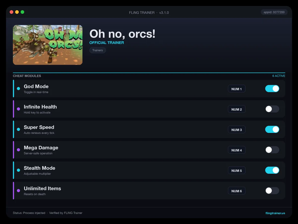Oh no, orcs! Trainer interface