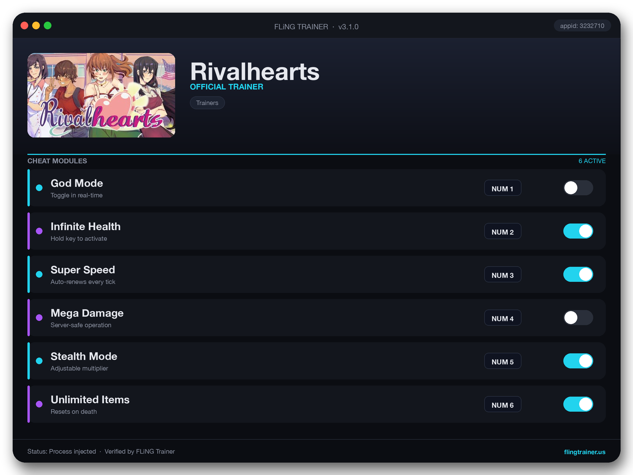 Rivalhearts Trainer interface