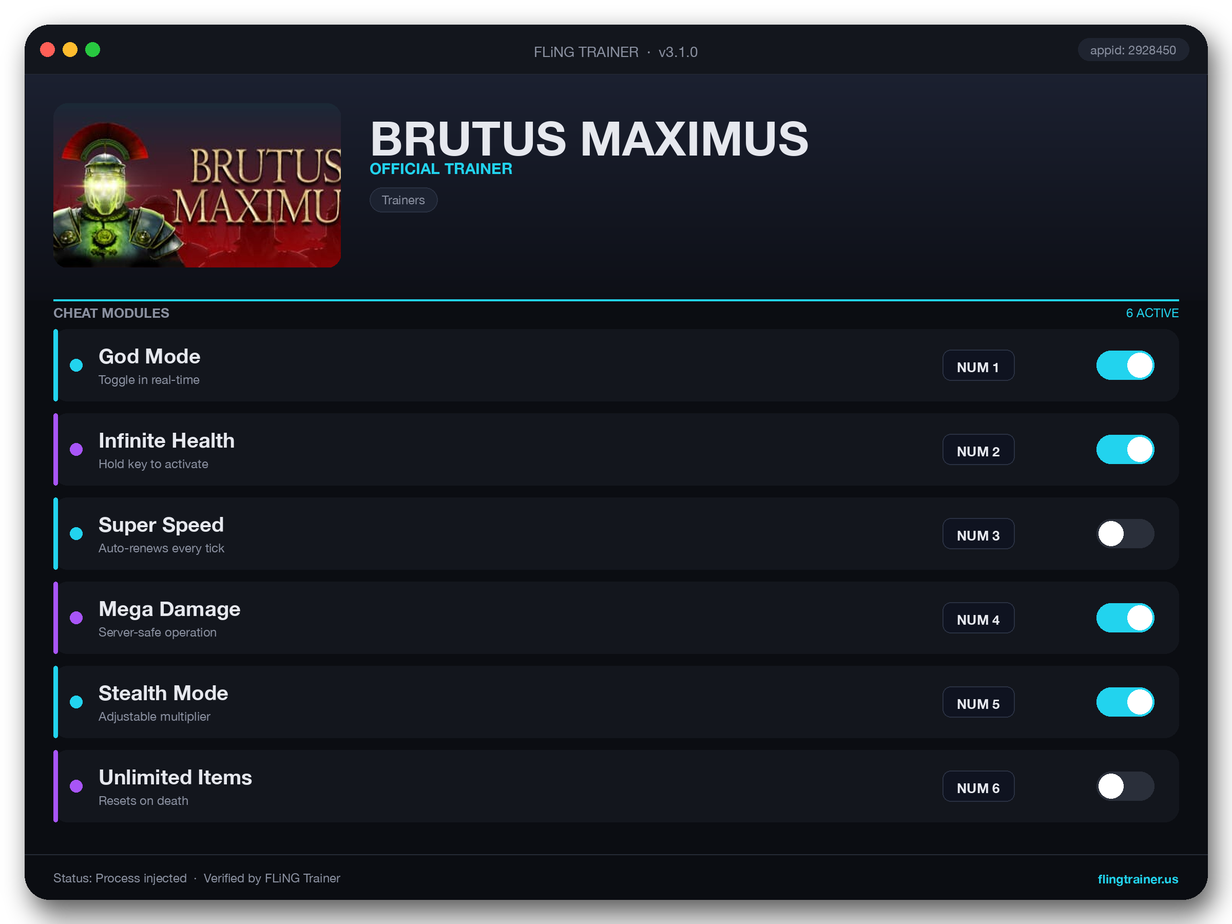 BRUTUS MAXIMUS Trainer interface