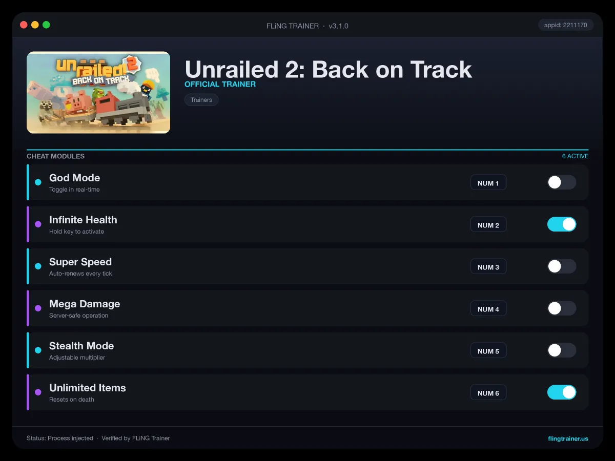 Unrailed 2: Back on Track Trainer interface